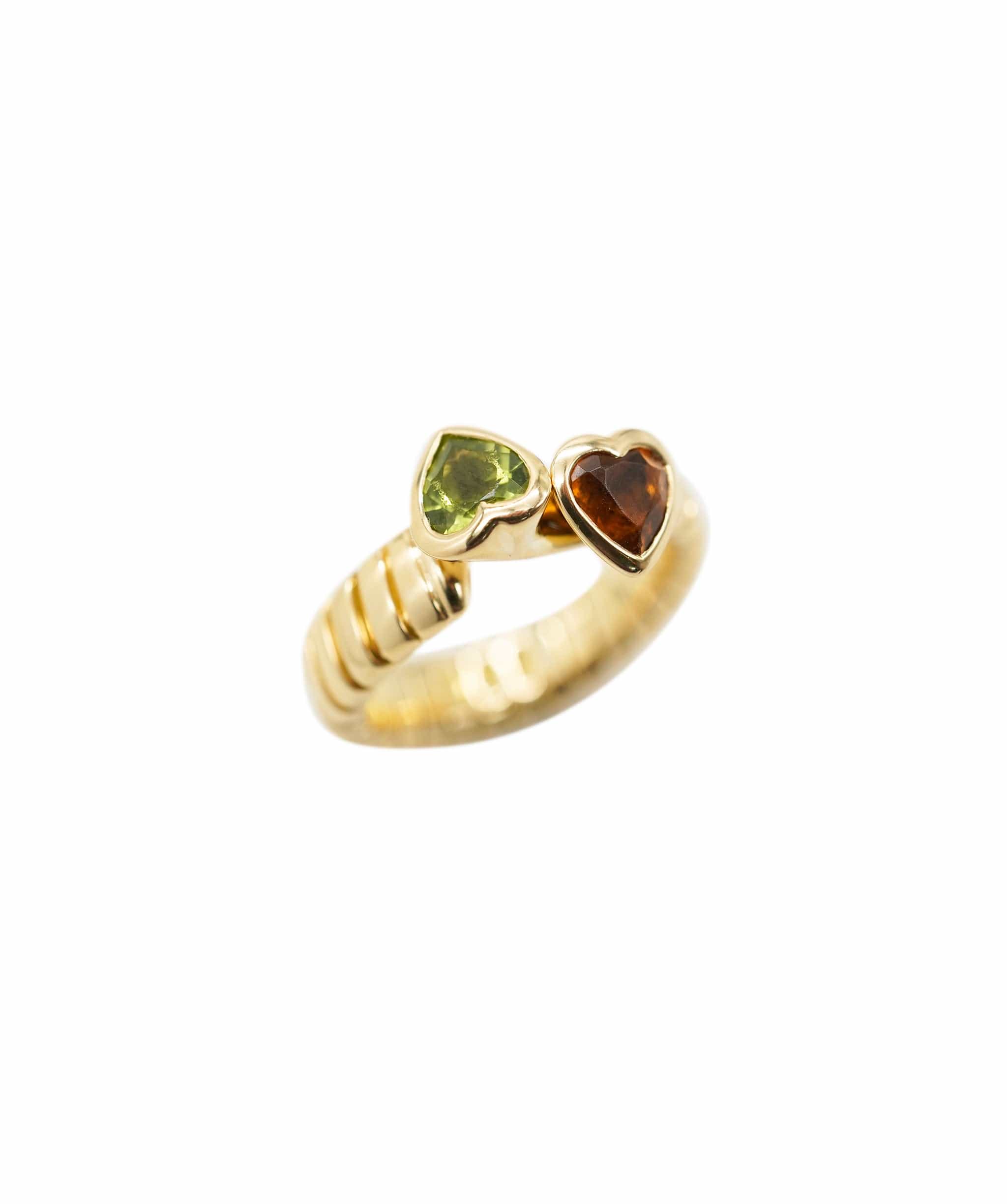 Bulgari Bulgari Vintage Peridot & Citrine Tubogas yellow gold ring ASL10331