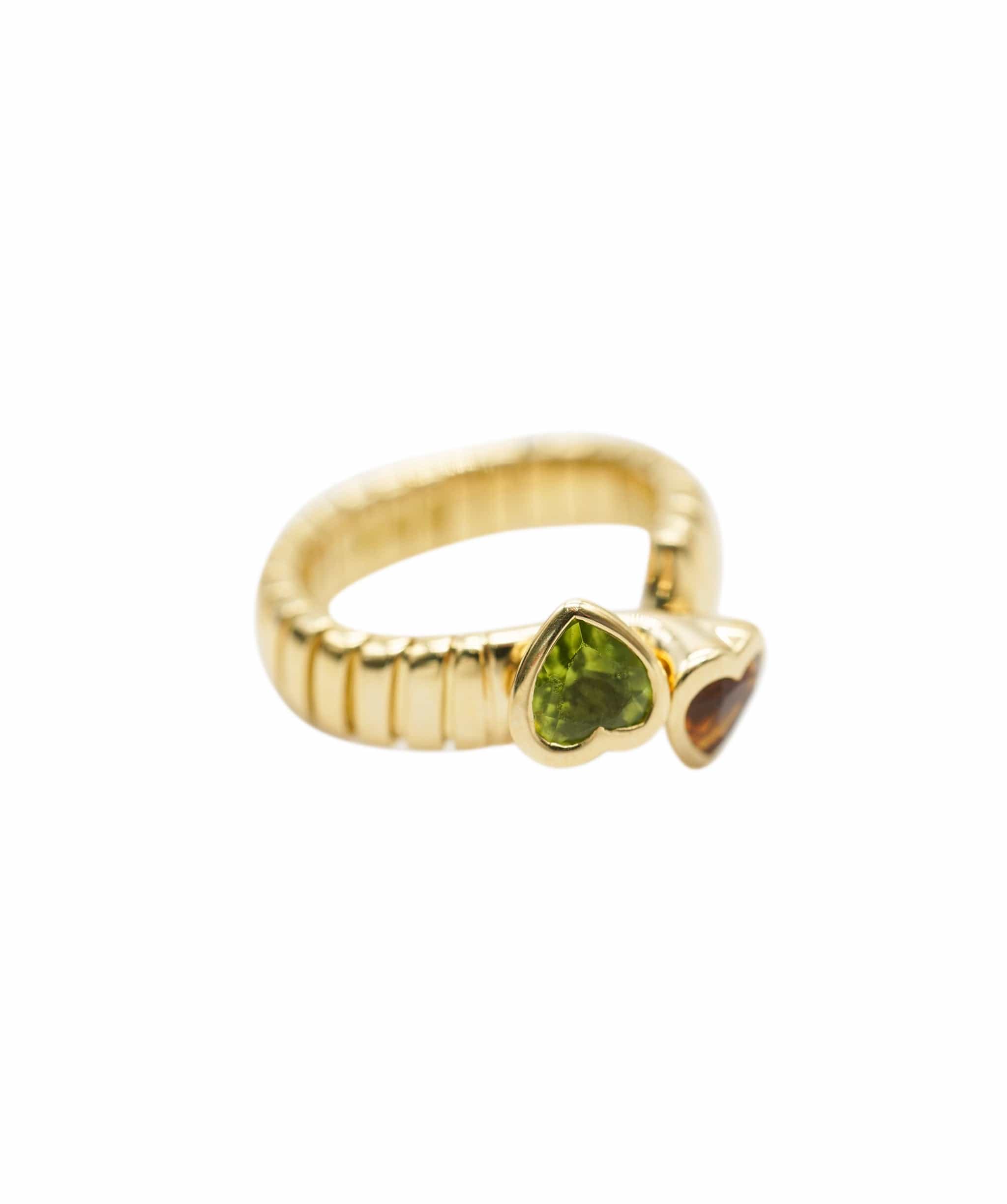 Bulgari Bulgari Vintage Peridot & Citrine Tubogas yellow gold ring ASL10331