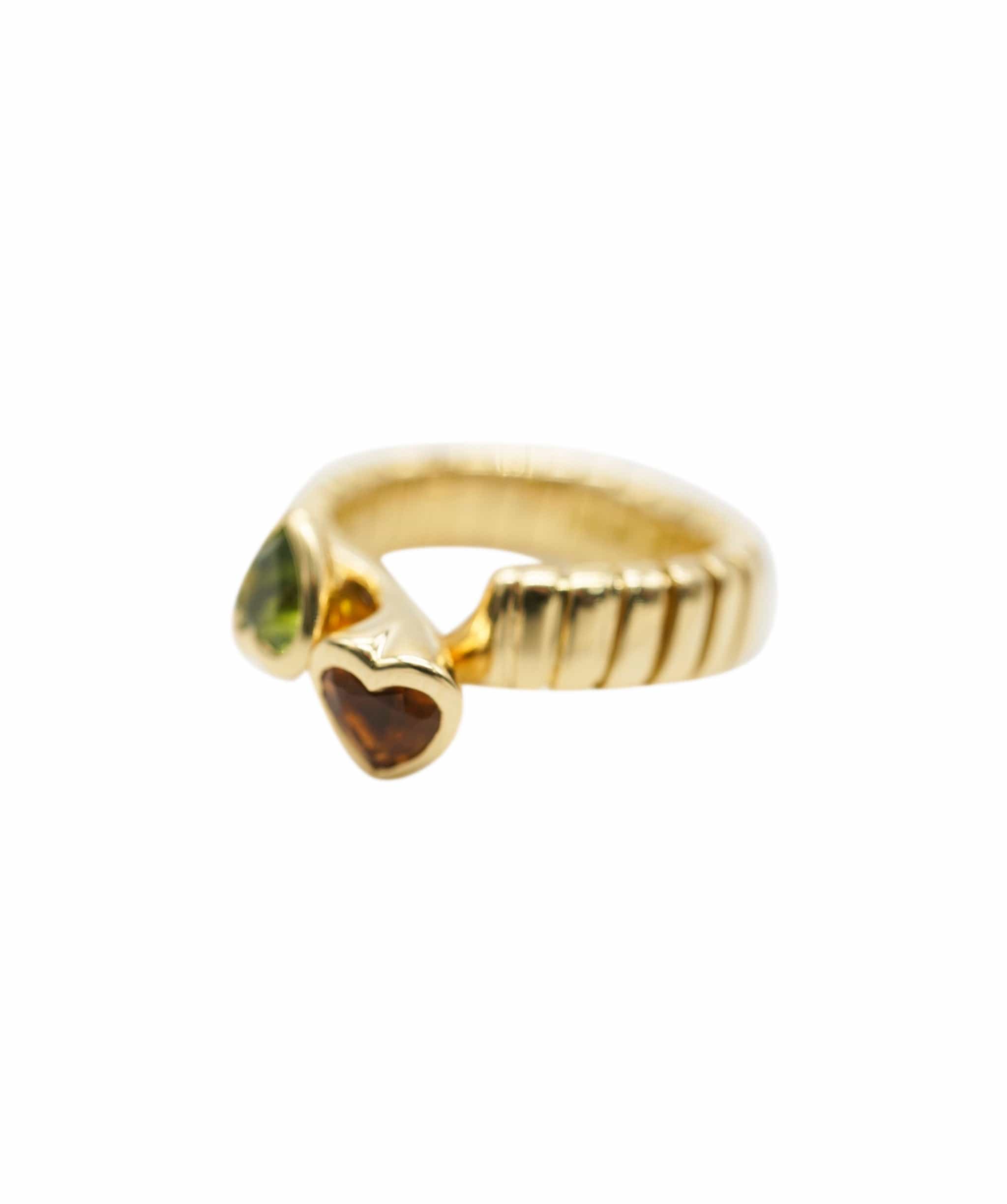 Bulgari Bulgari Vintage Peridot & Citrine Tubogas yellow gold ring ASL10331