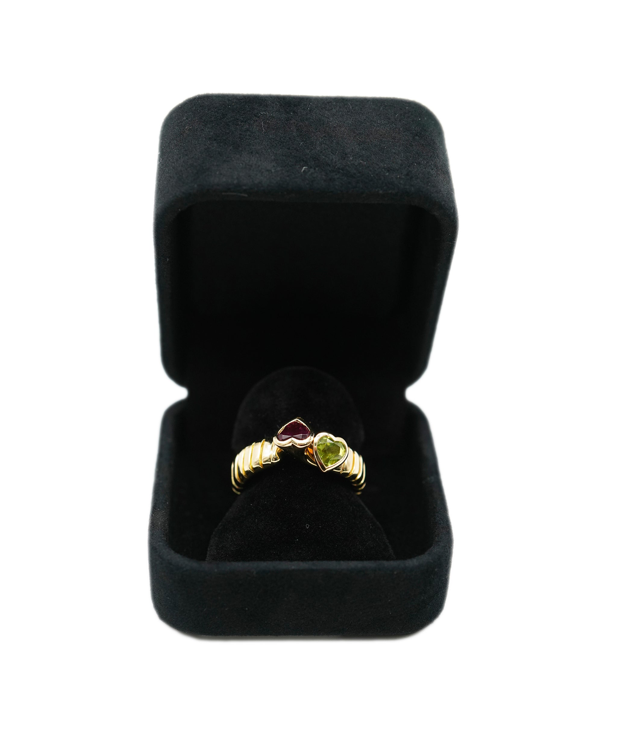 Bulgari Bulgari Vintage Tubogas Heart Pink Tourmaline & Peridot Yellow gold ring ASL10330