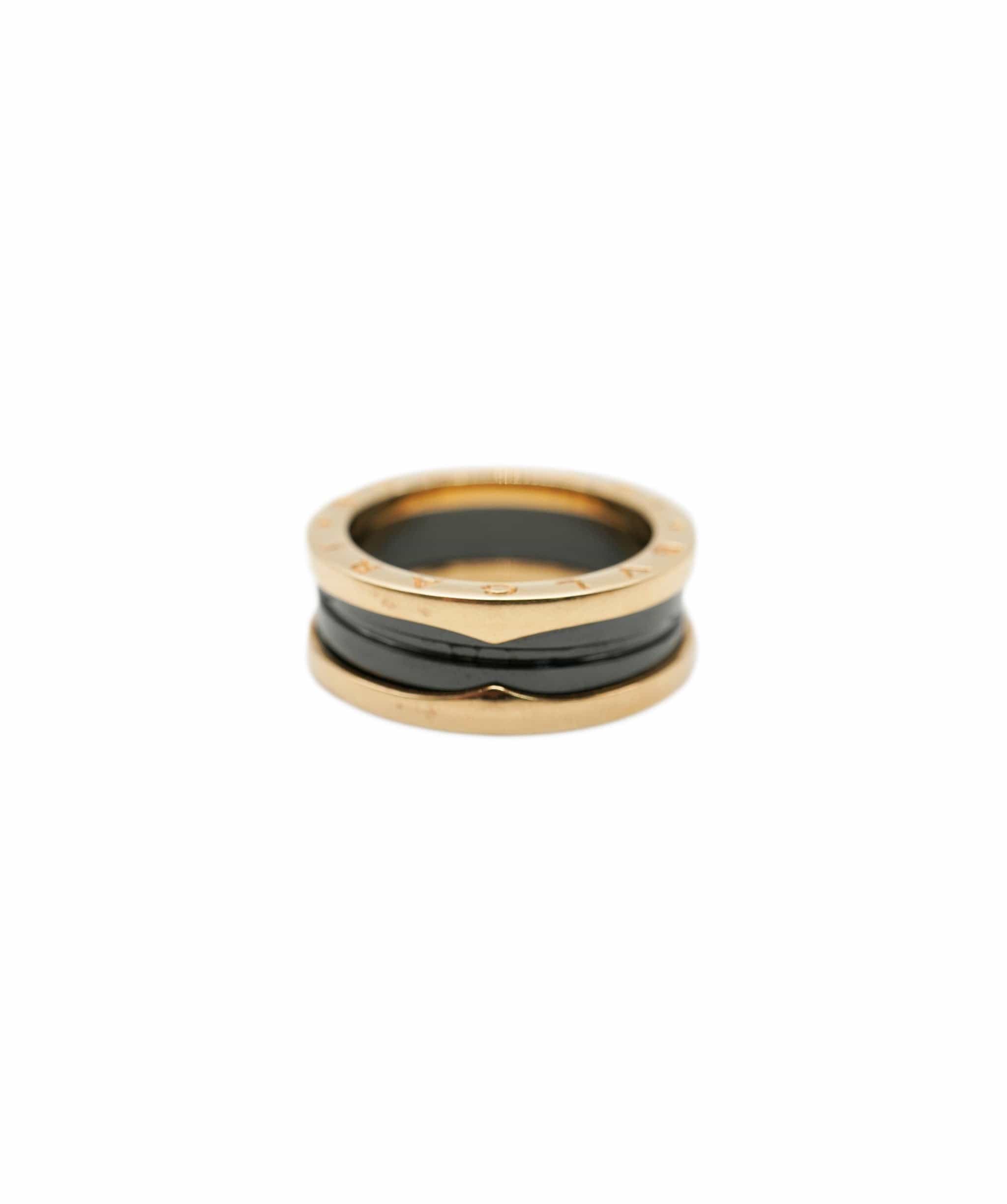 Bulgari Bulgari B.Zero1 Ring with Black Ceramic in Rose Gold Size 59