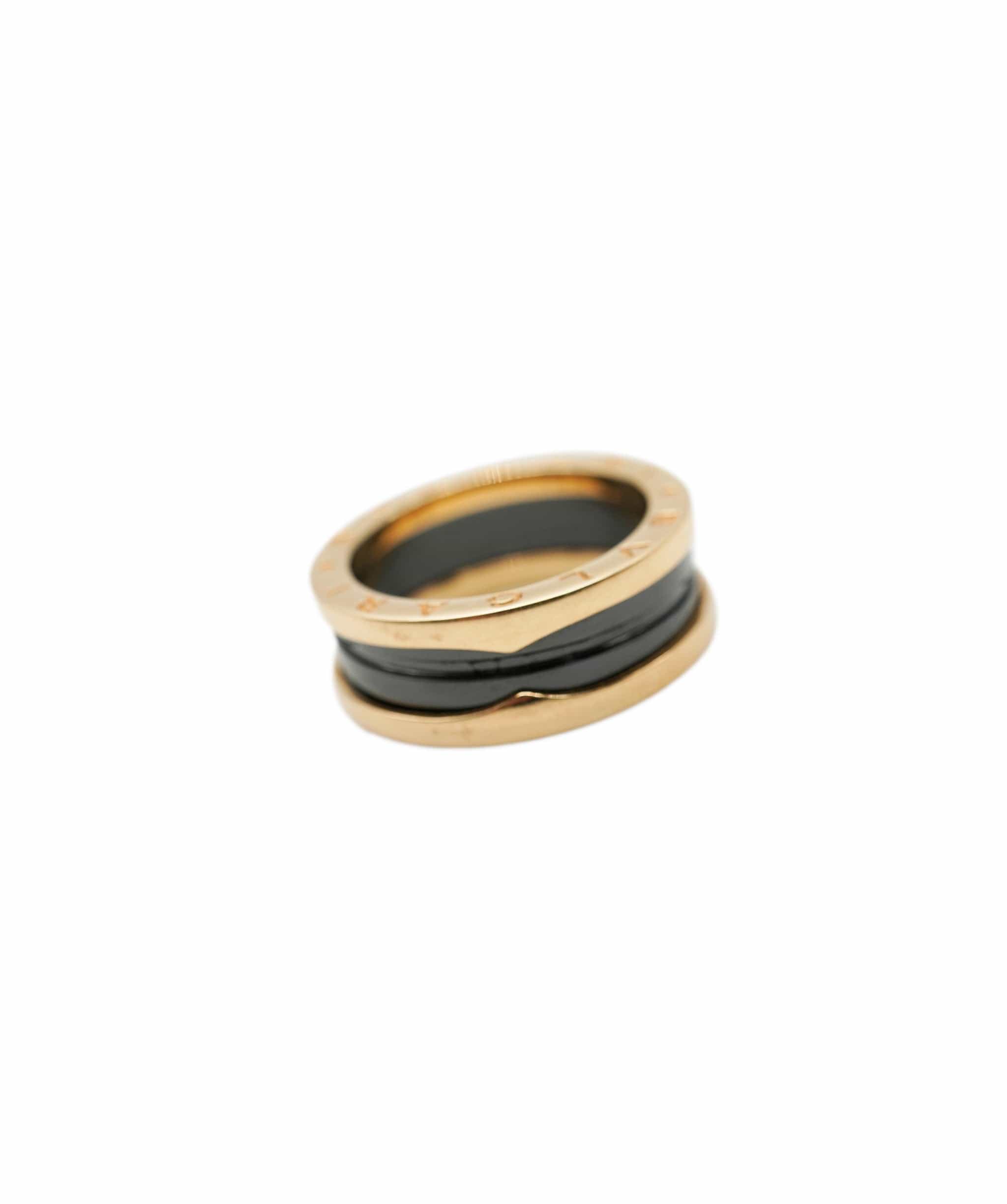 Bulgari Bulgari B.Zero1 Ring with Black Ceramic in Rose Gold Size 59