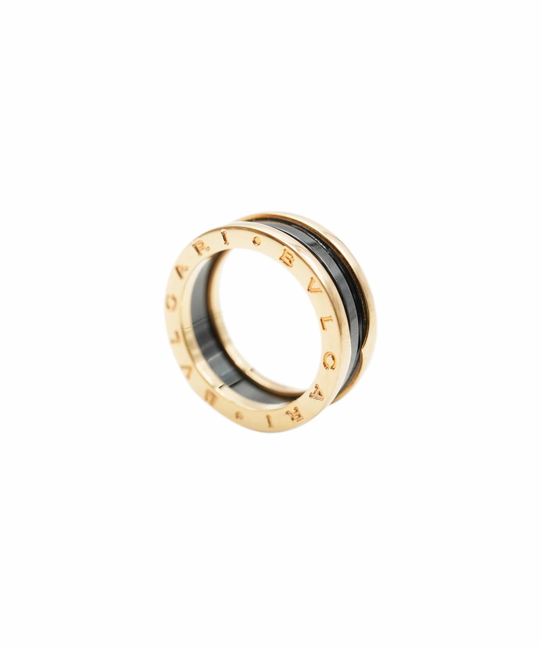 Bulgari Bulgari B.Zero1 Ring with Black Ceramic in Rose Gold Size 59