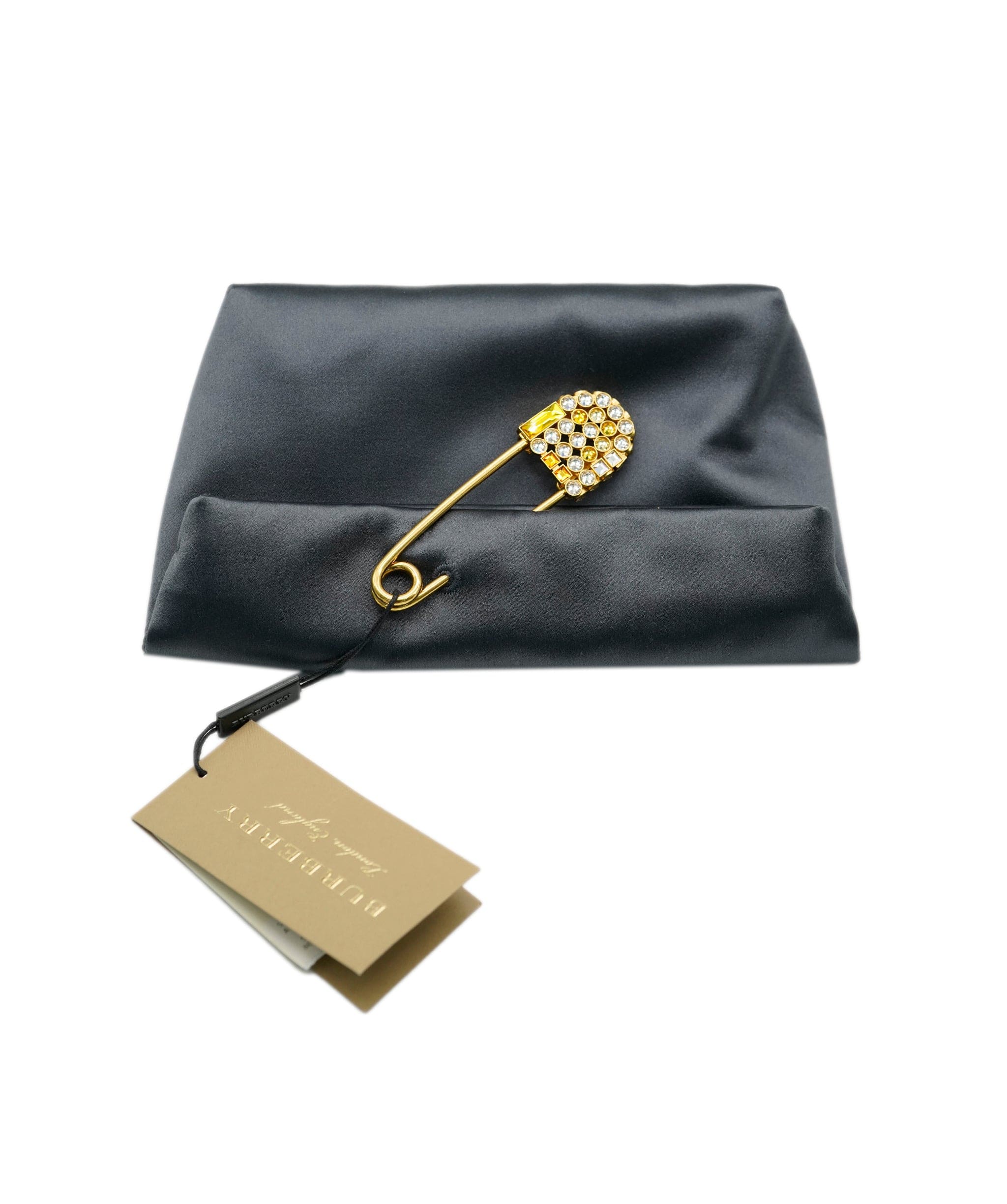 Burberry Burberry Grey Satin Diamonte Pin Clutch ALC0983