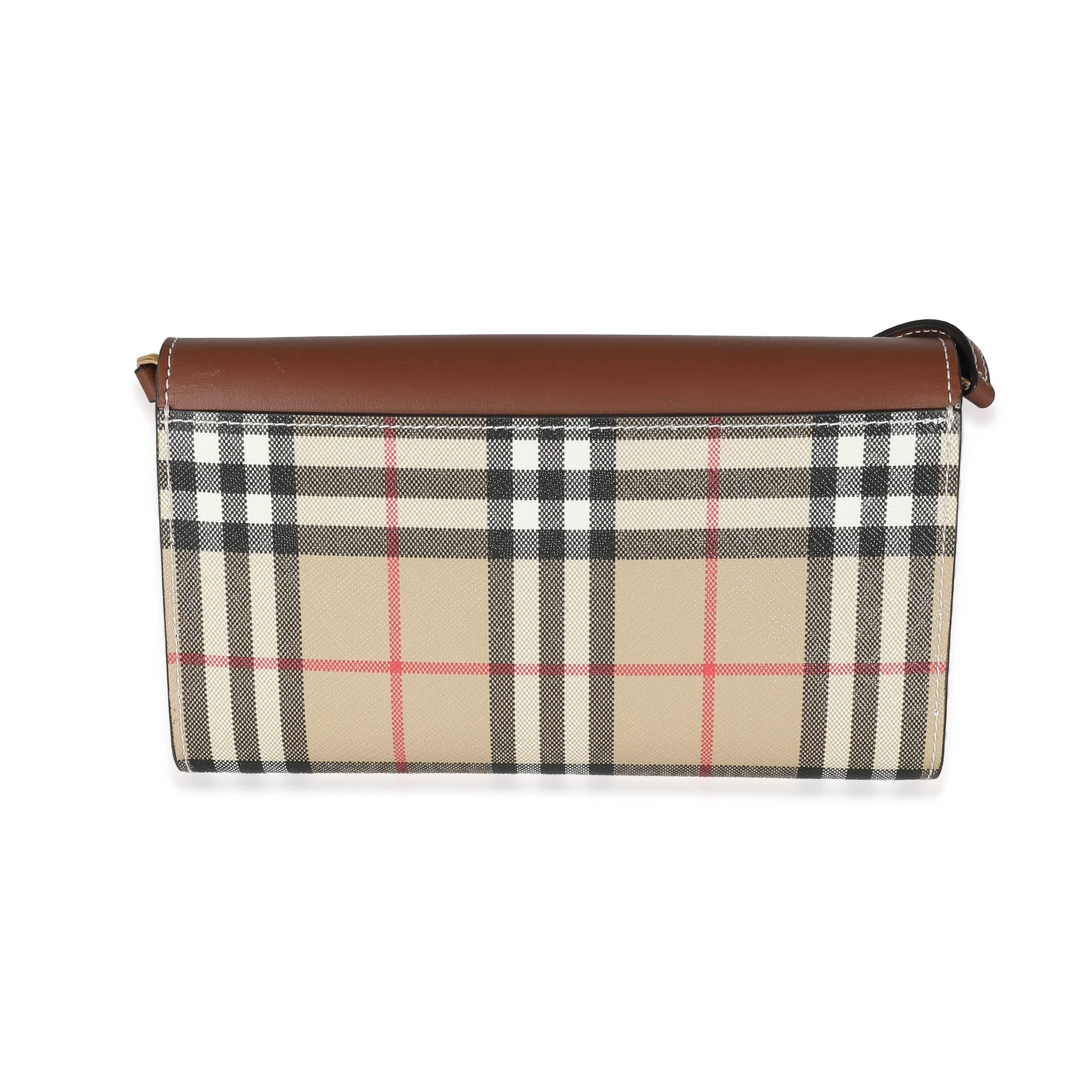 Burberry Burberry Beige Tan Calfskin Vintage Check Wallet With Strap