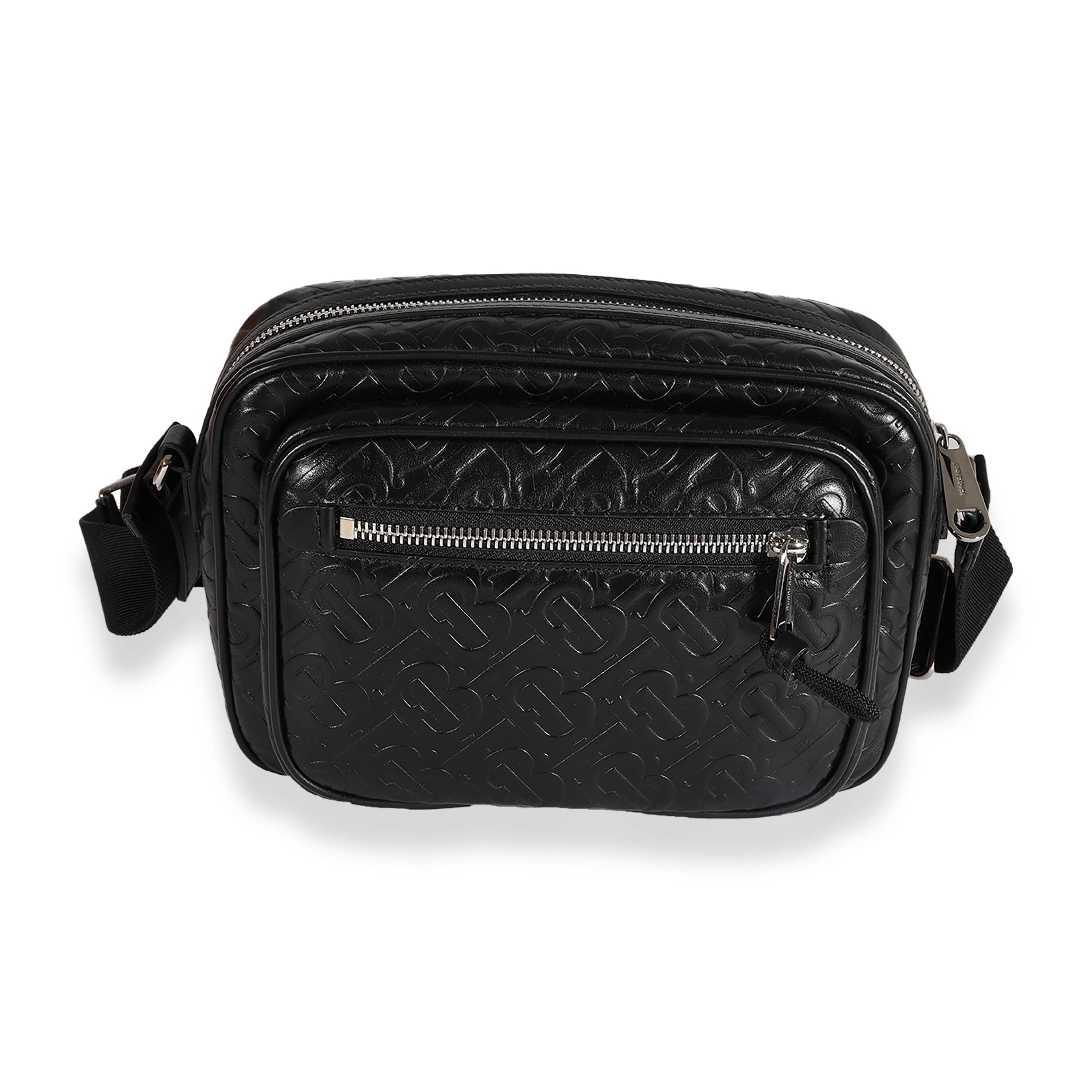 Burberry Burberry Black TB Embossed Leather Paddy Crossbody Bag