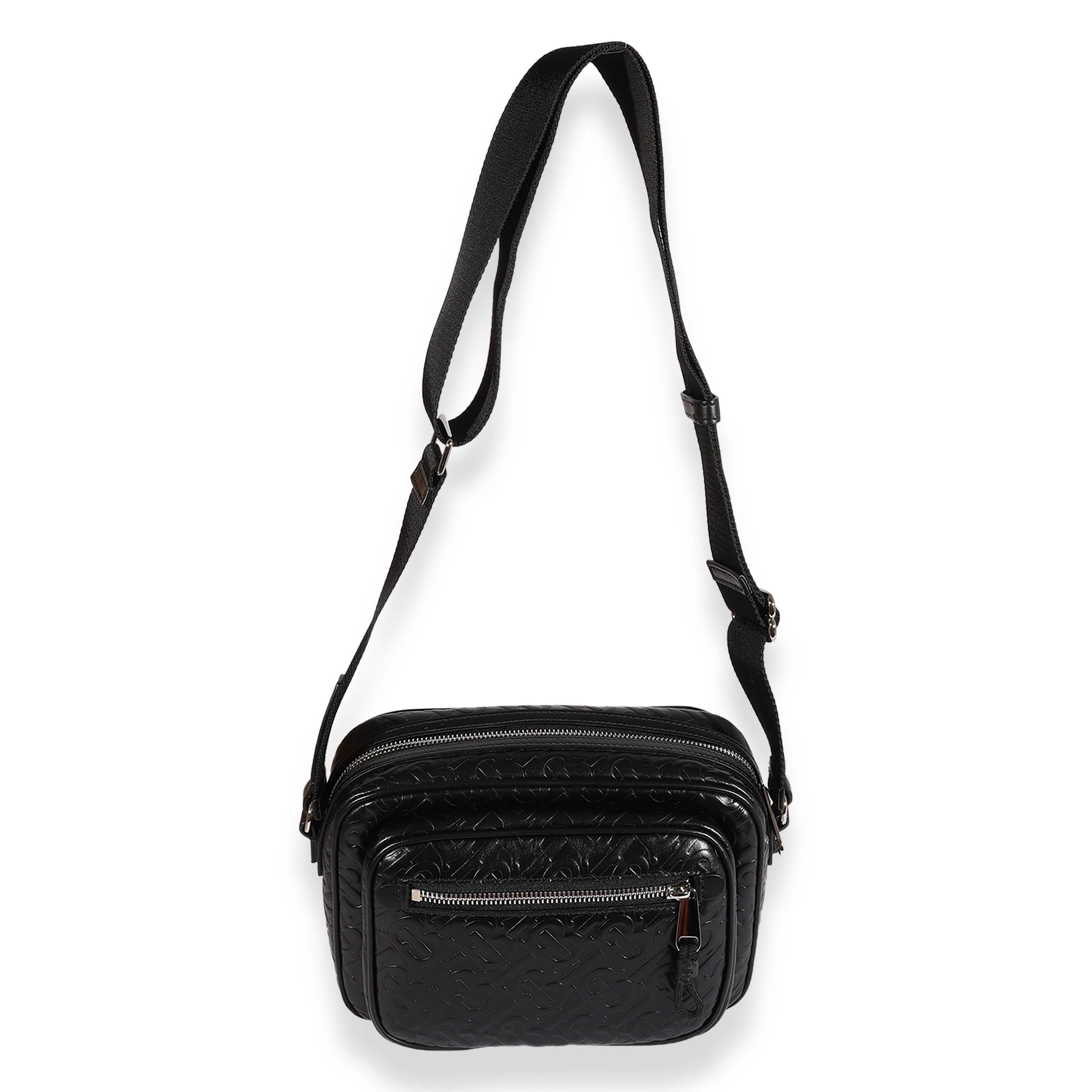 Burberry Burberry Black TB Embossed Leather Paddy Crossbody Bag