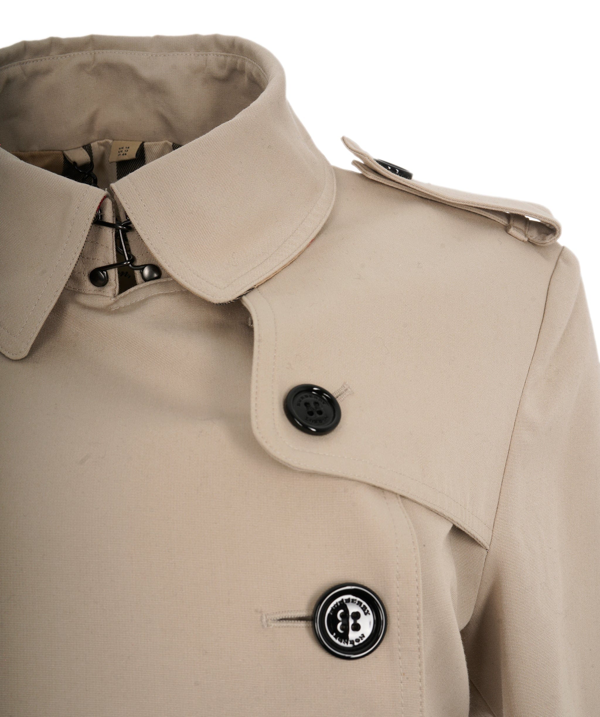 Burberry Burberry Cream Double Breasted Short Trench Coat  ALC1191