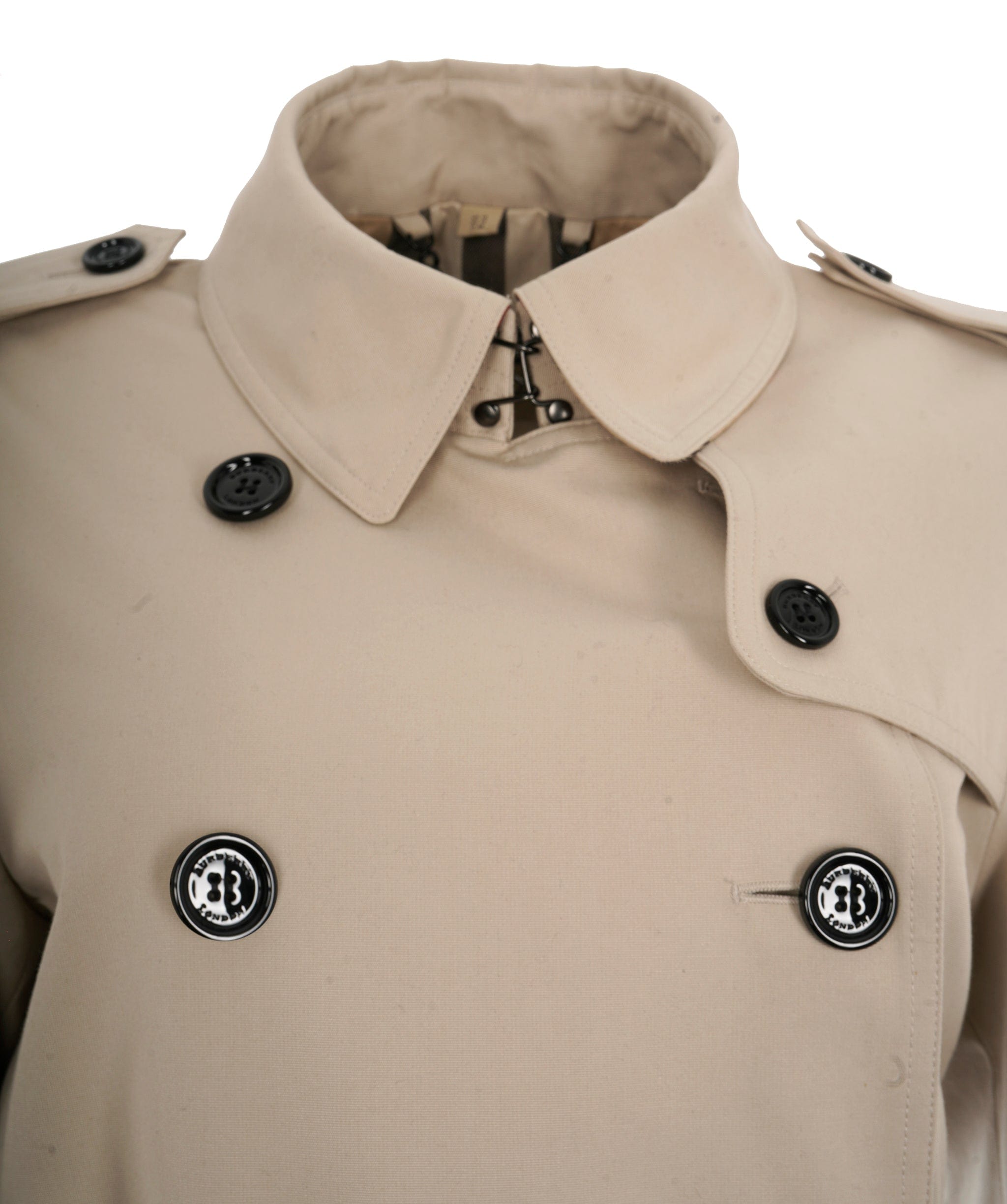 Burberry Burberry Cream Double Breasted Short Trench Coat  ALC1191