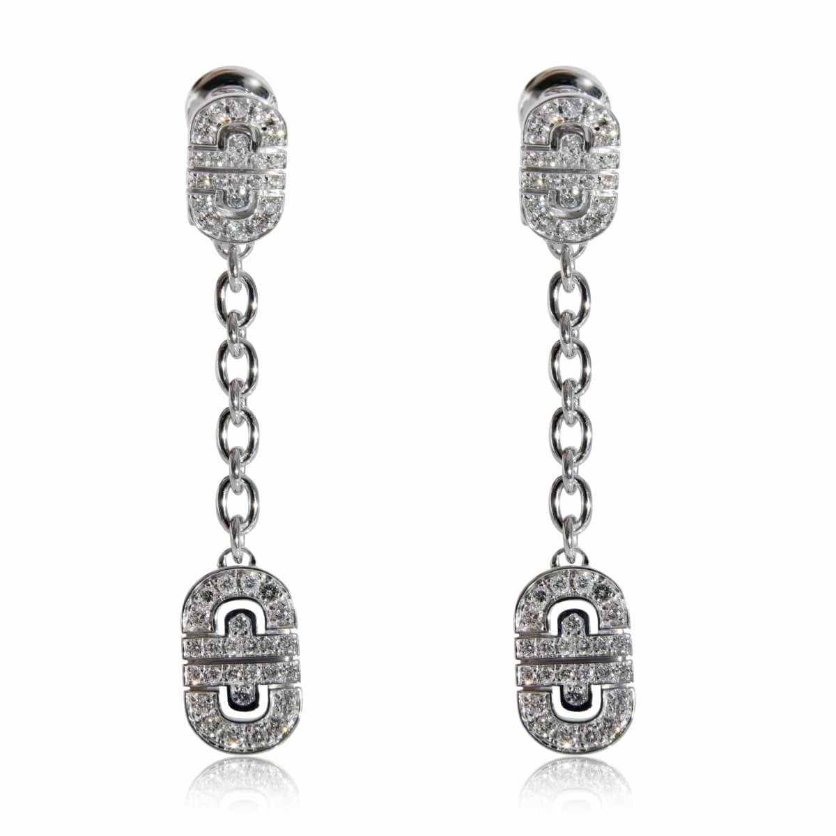 130737, BVLGARI Parentesi Diamond Drop Earrings in 18k White Gold 1.15 CTW