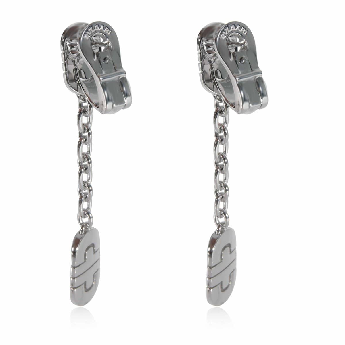 130737, BVLGARI Parentesi Diamond Drop Earrings in 18k White Gold 1.15 CTW