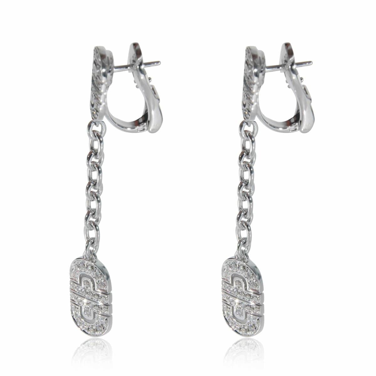 130737, BVLGARI Parentesi Diamond Drop Earrings in 18k White Gold 1.15 CTW