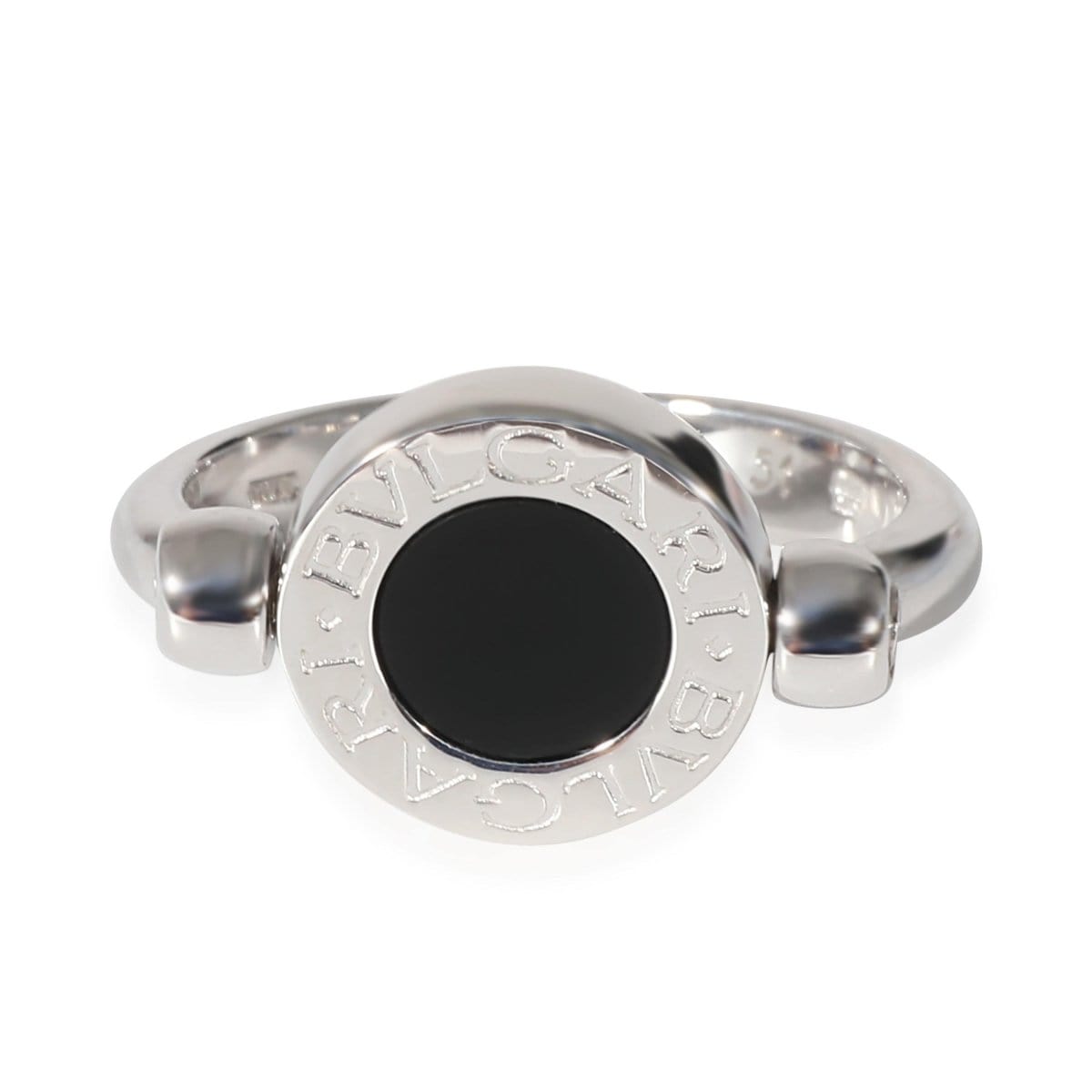 135256, BVLGARI Bvlgari Bvlgari Onyx Diamond Ring in 18 KT White Gold Black 0.14, Size 51