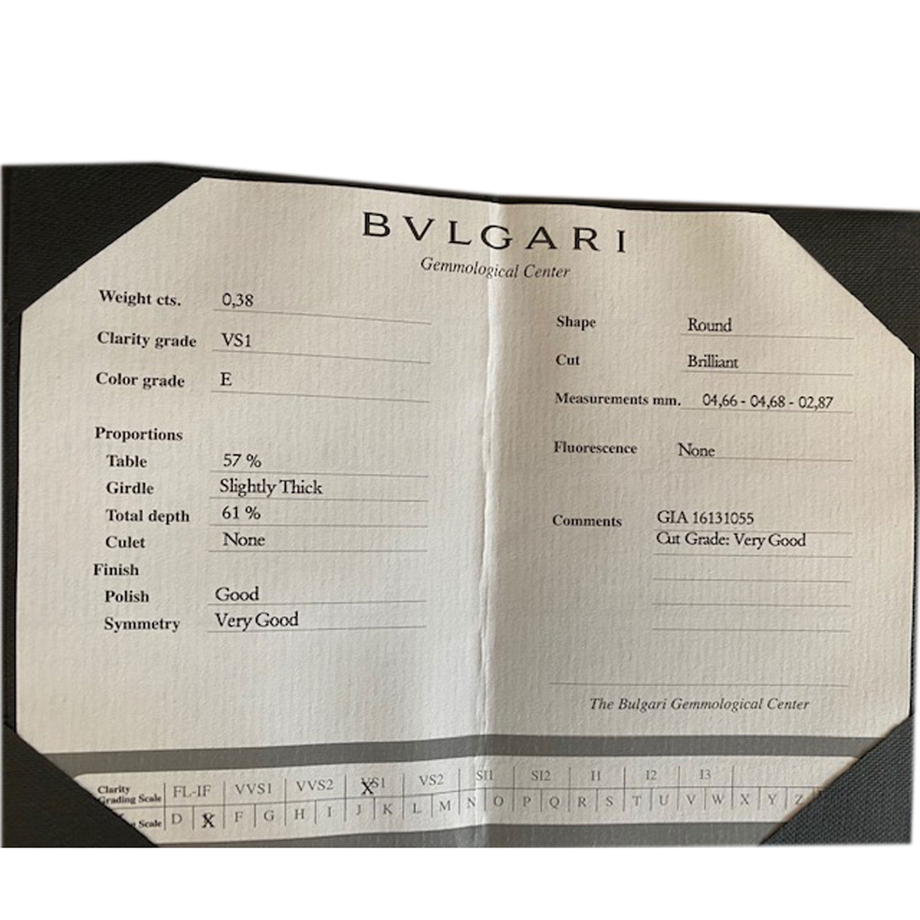 BVLGARI BVLGARI B.zero1 Diamond Engagement Ring in 18K White Gold GIA E VS1 0.69 CT