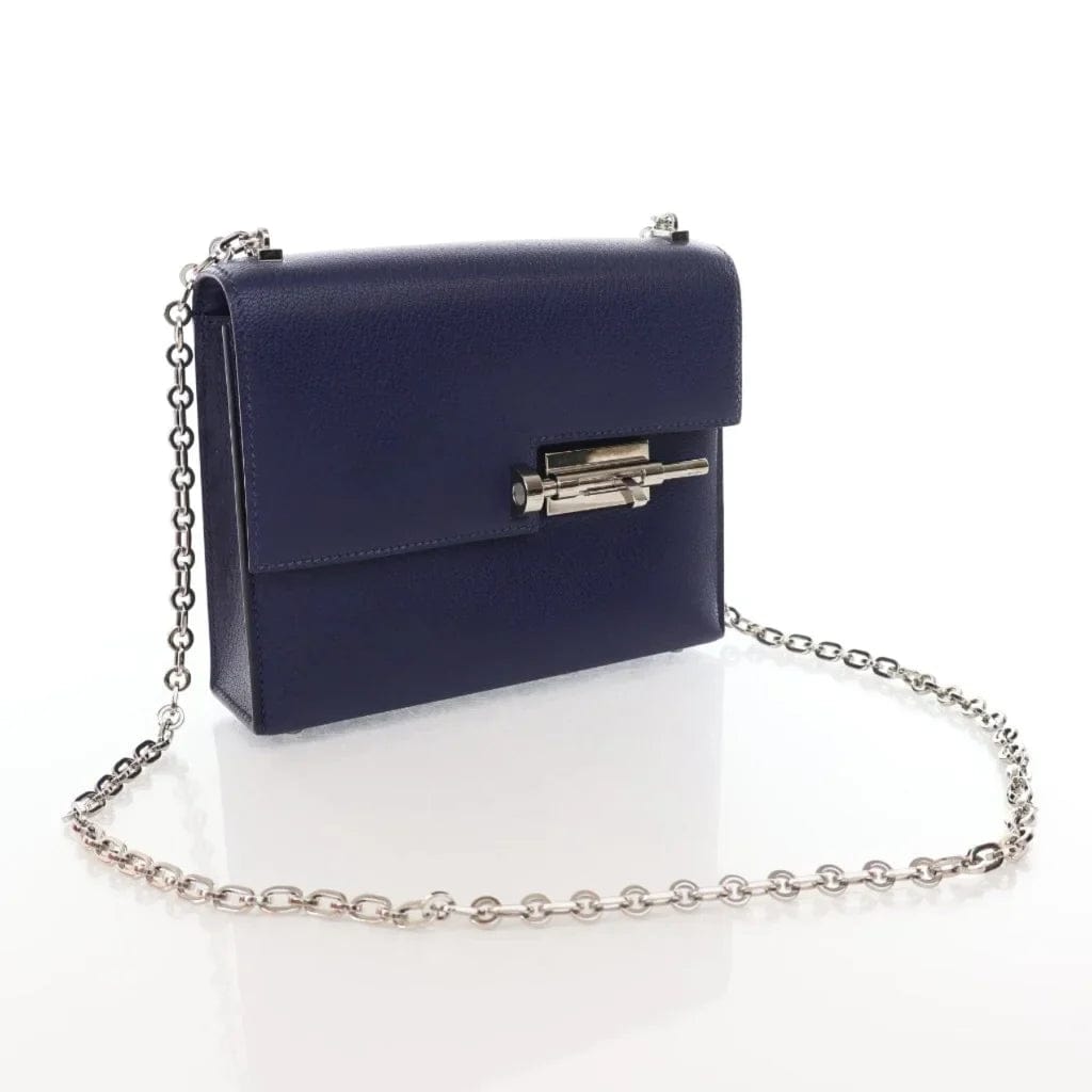 CAN Hermes Verrou Mini Bleu Saphir Chevre Mysore