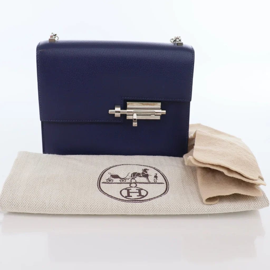 CAN Hermes Verrou Mini Bleu Saphir Chevre Mysore