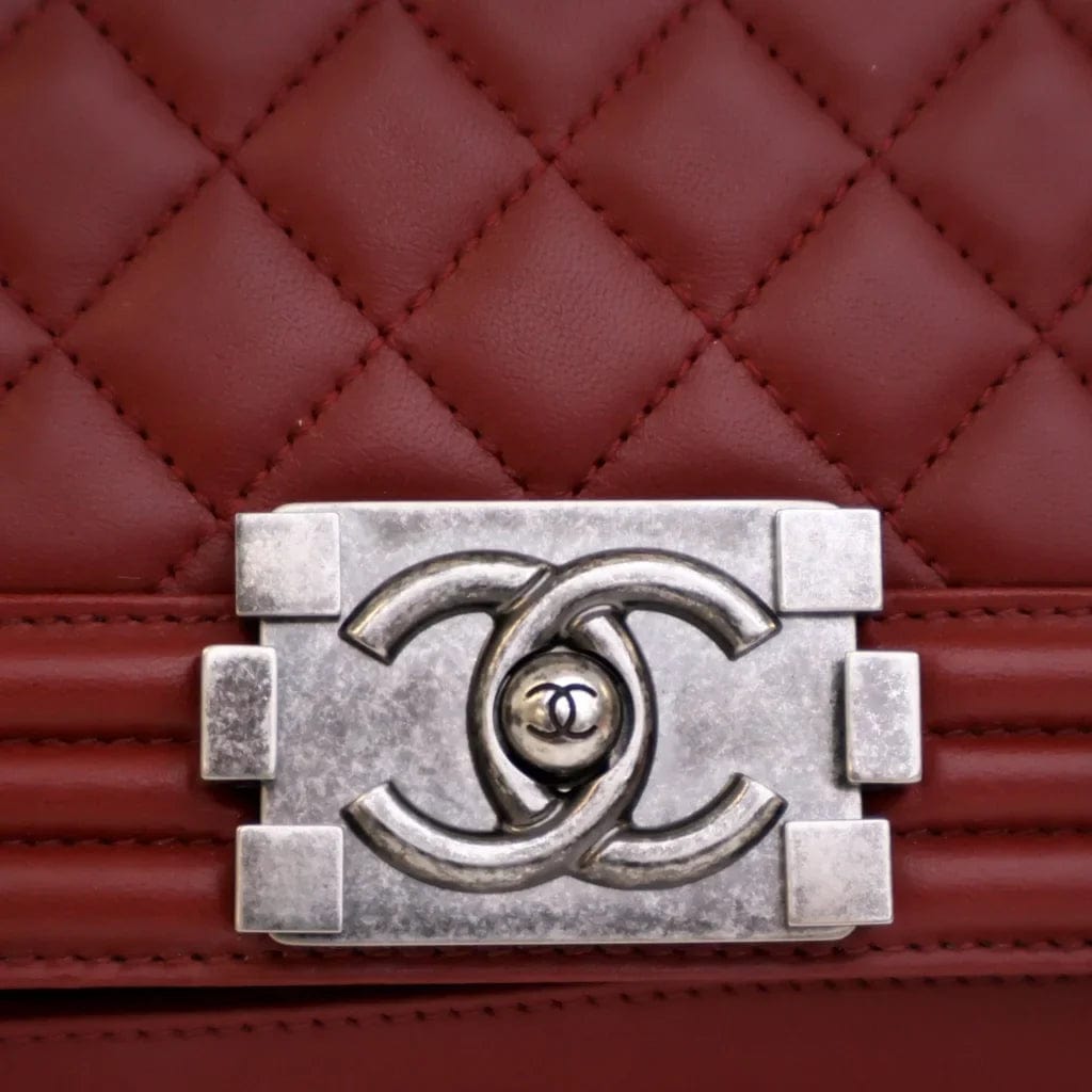 CANADA Chanel Boy Bag Old Medium Red Lambskin