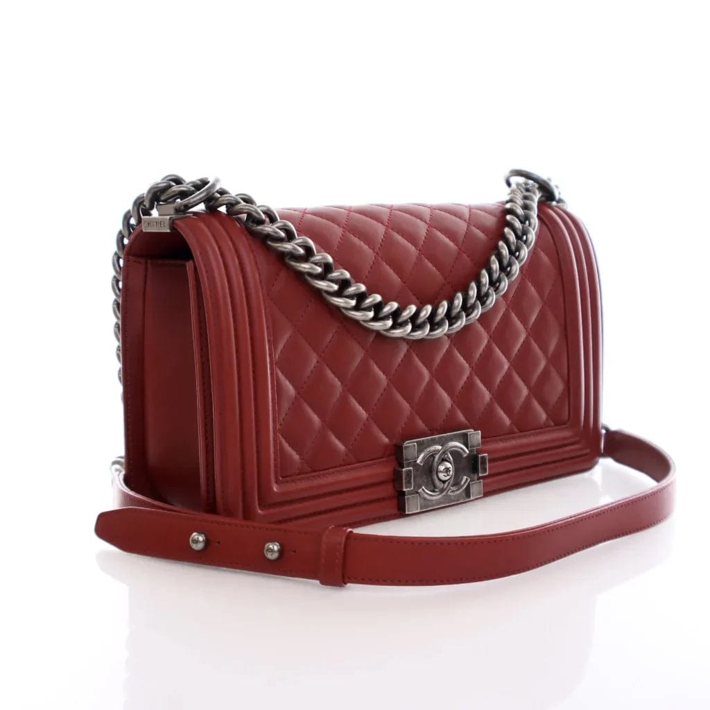 CANADA Chanel Boy Bag Old Medium Red Lambskin