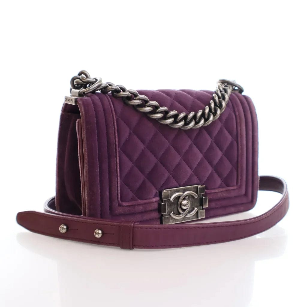 CANADA Chanel Boy Bag Small Purple Velvet