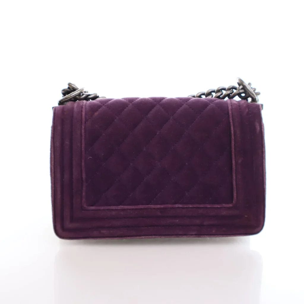 CANADA Chanel Boy Bag Small Purple Velvet