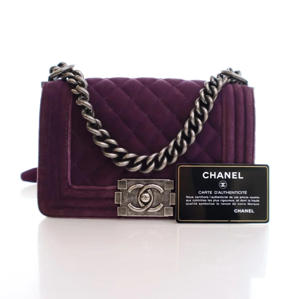 CANADA Chanel Boy Bag Small Purple Velvet