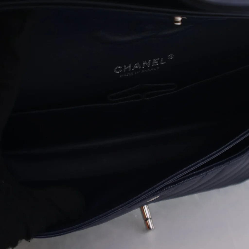 CANADA Chanel Chevron Flap Medium Blue Caviar