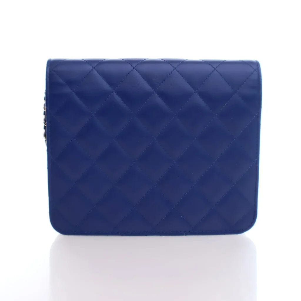 CANADA Chanel Square Wallet On Chain (WOC) Blue Lambskin