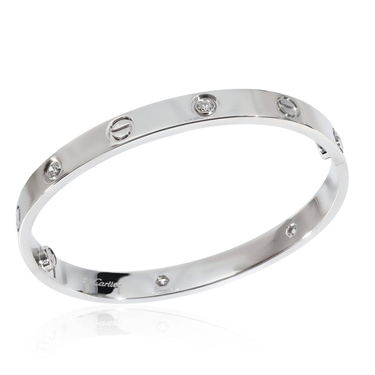 134398, Cartier Love Bracelet in 18K White Gold 0.42 CTW, Size 16