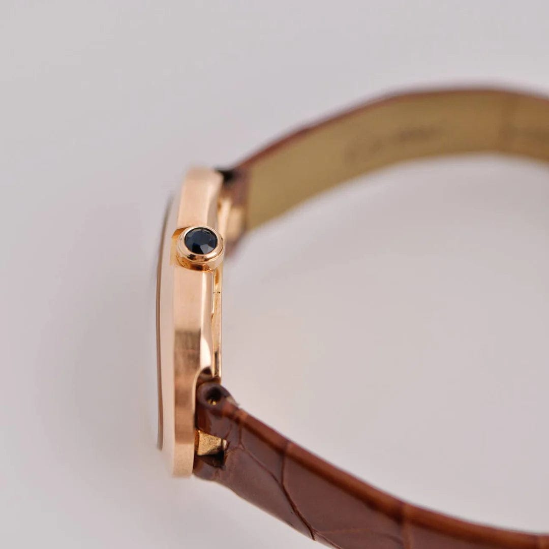 Cartier Cartier Baignoire Small Model 18k Rose Gold on Leather W8000007 AHC1592