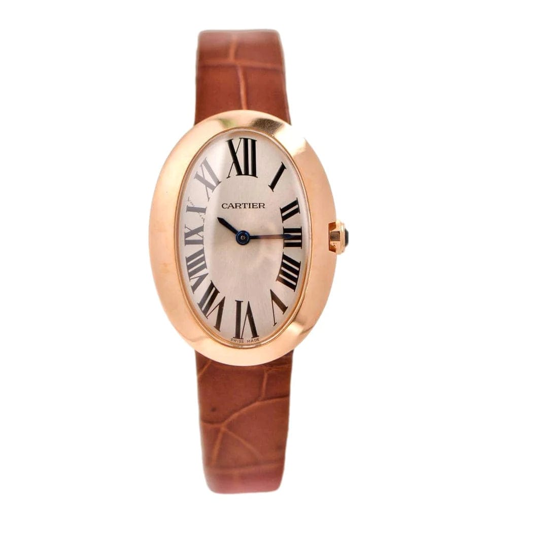 Cartier Cartier Baignoire Small Model 18k Rose Gold on Leather W8000007 AHC1592