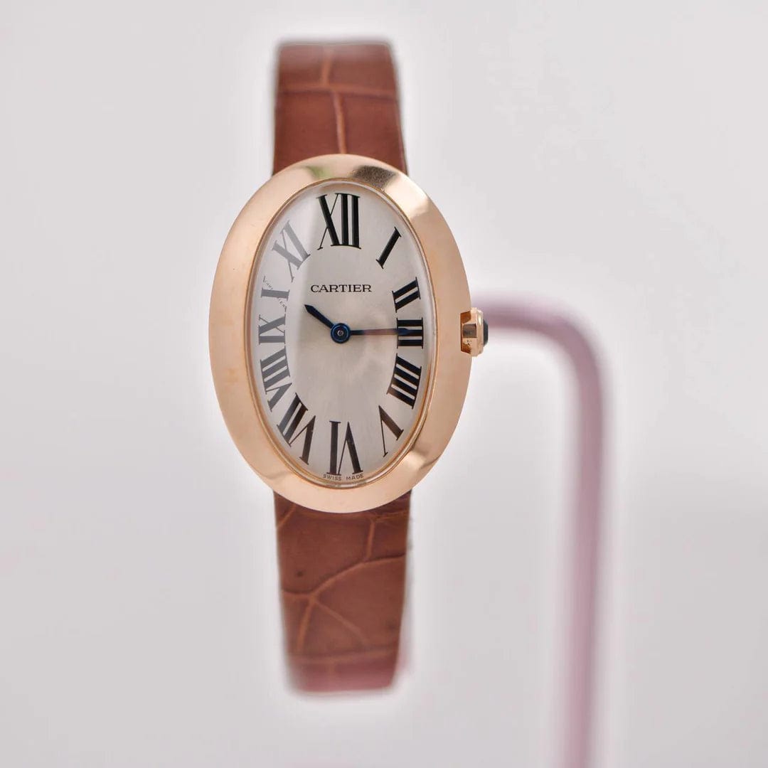 Cartier Cartier Baignoire Small Model 18k Rose Gold on Leather W8000007 AHC1592