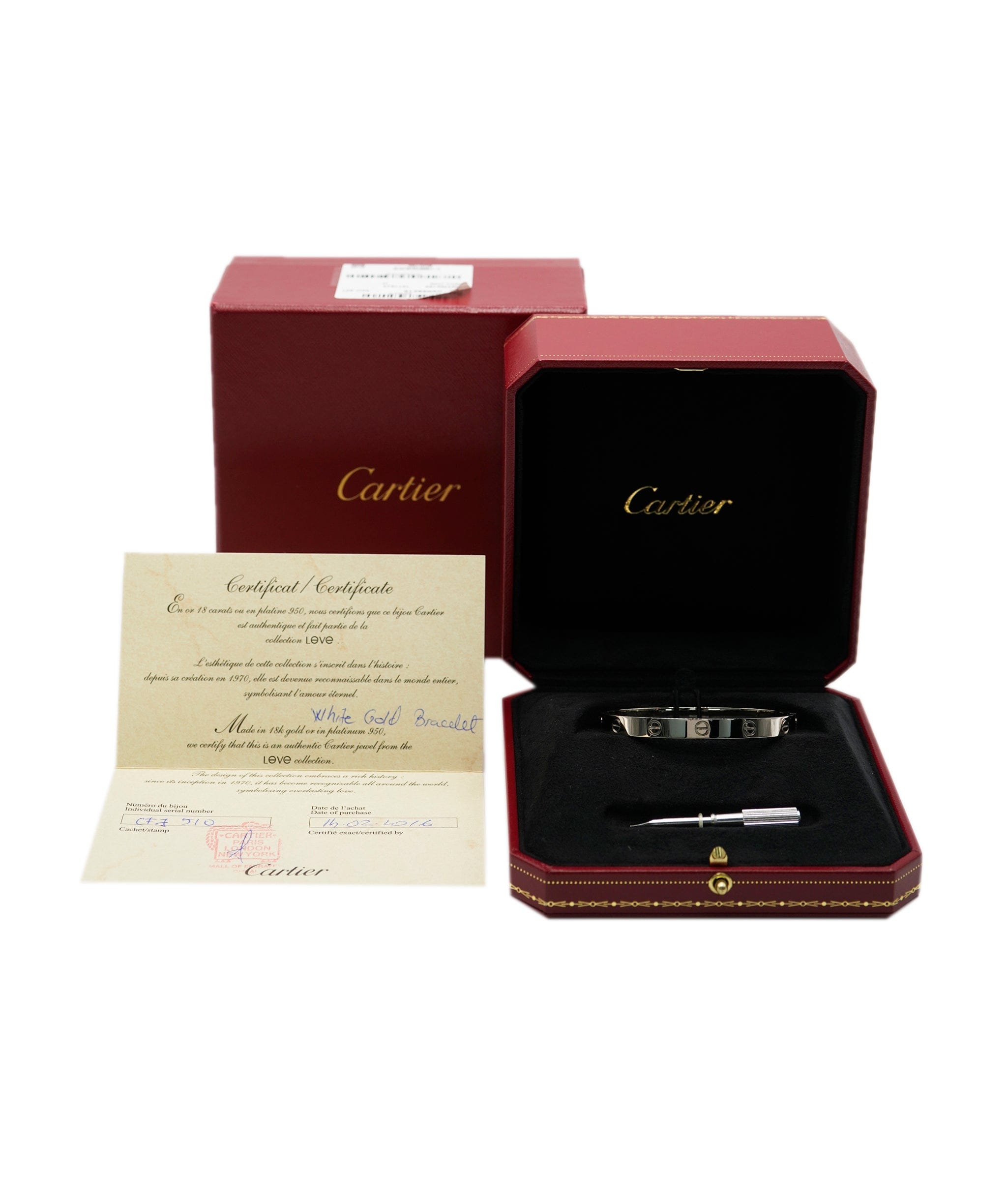 Cartier Cartier Love Bracelet, Size 17 18K White Gold ABC0026