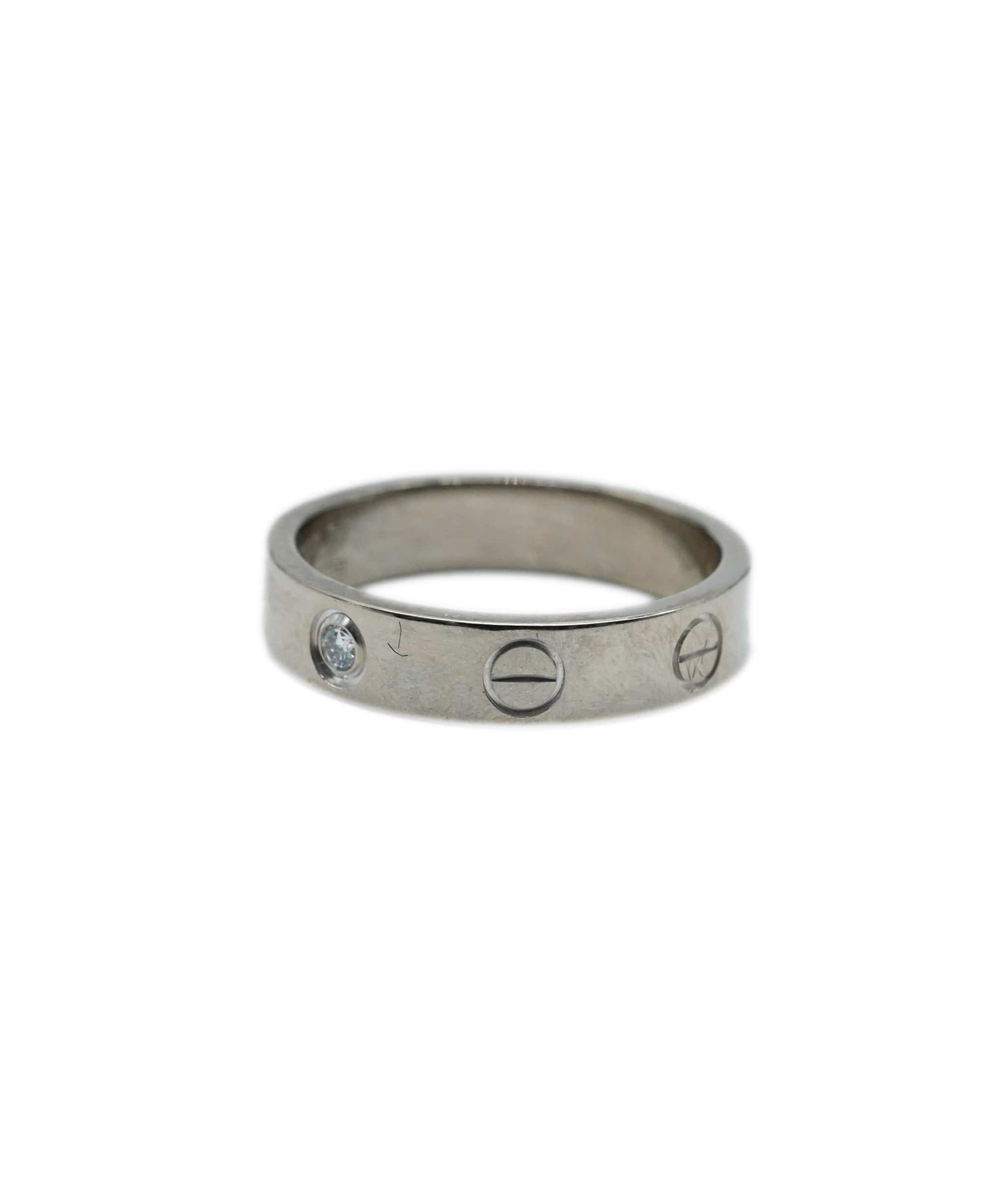 Cartier Cartier Thin Diamond Love Ring, size 50 White Gold ASL10047