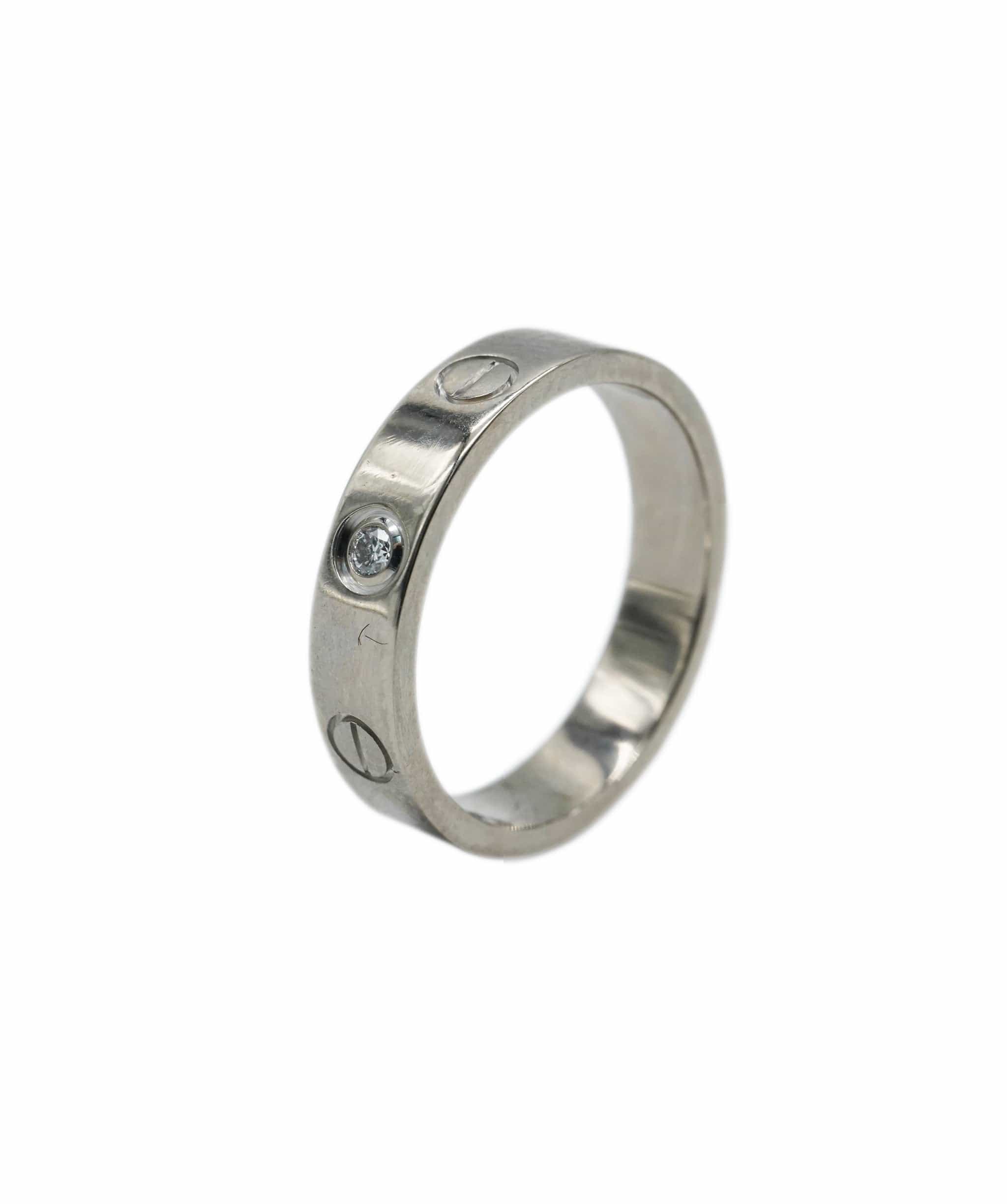 Cartier Cartier Thin Diamond Love Ring, size 50 White Gold ASL10047