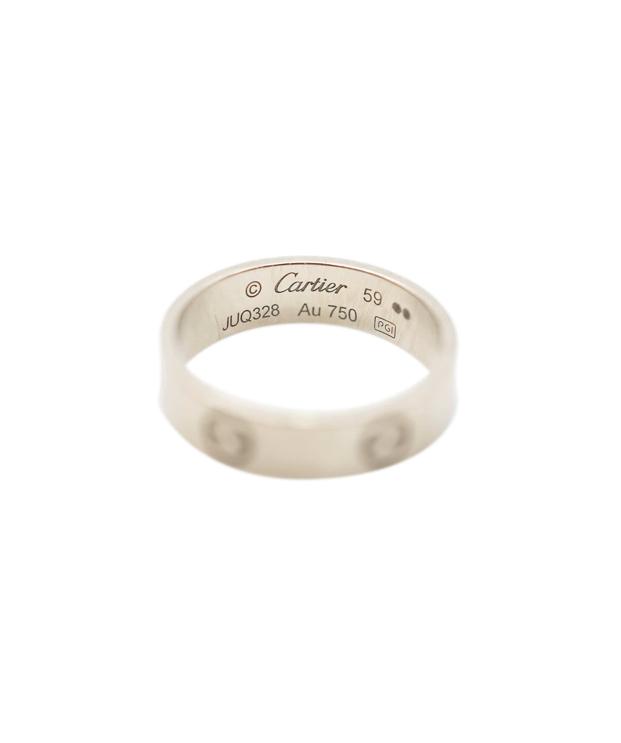 Cartier 18K White Gold Cartier Love Ring, Size 59 ABC0775