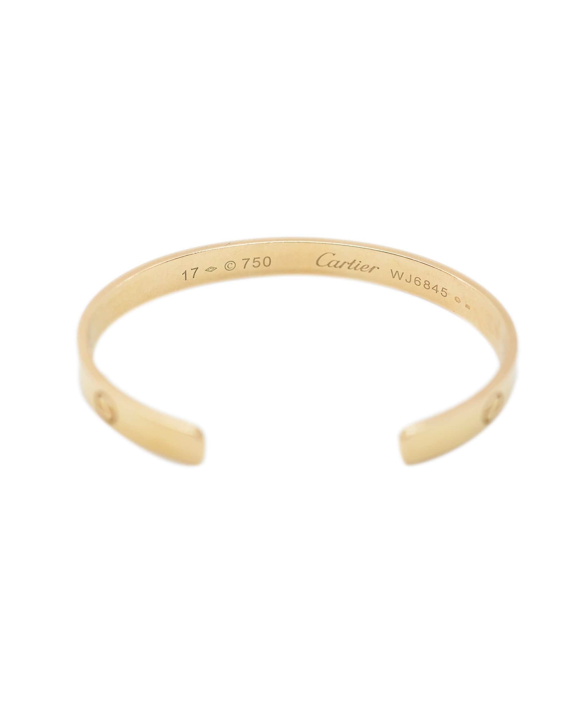 Cartier Cartier Love Bracelet cuff yellow gold size 17 with Box ASL10674