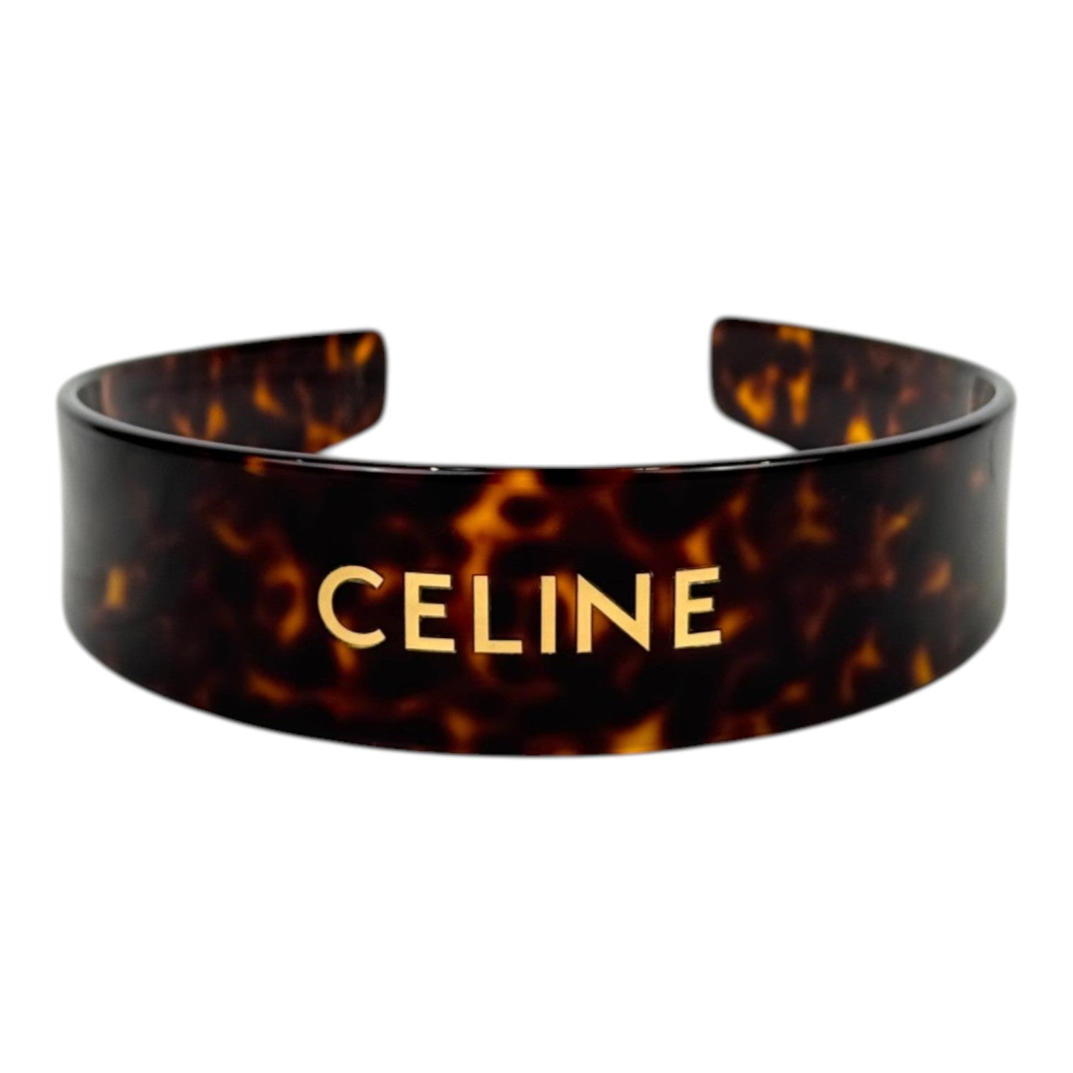 Celine Headband In Acetate and Gold Logo