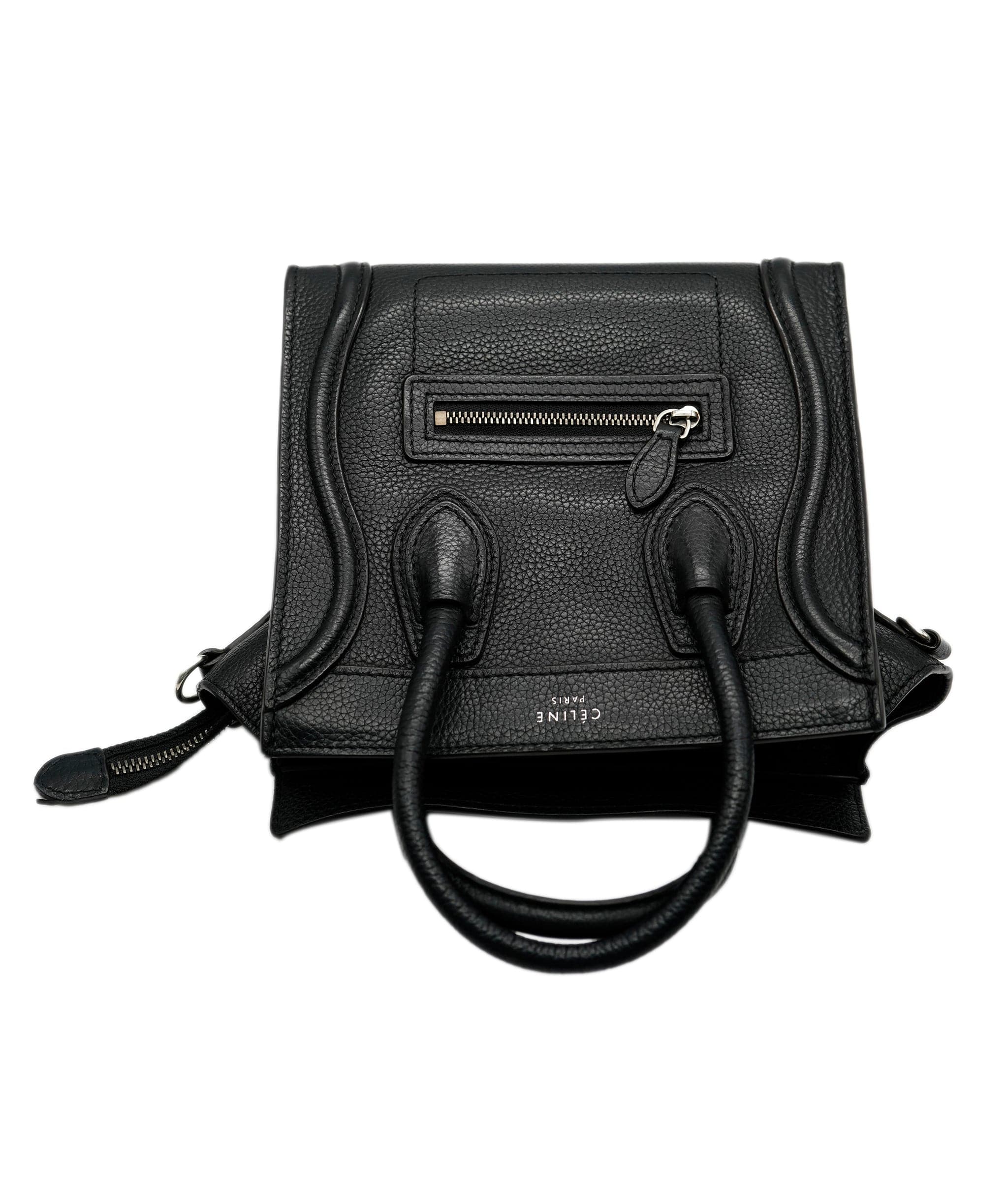 Celine Celine Black Drummed Leather Nano Luggage ABC0531