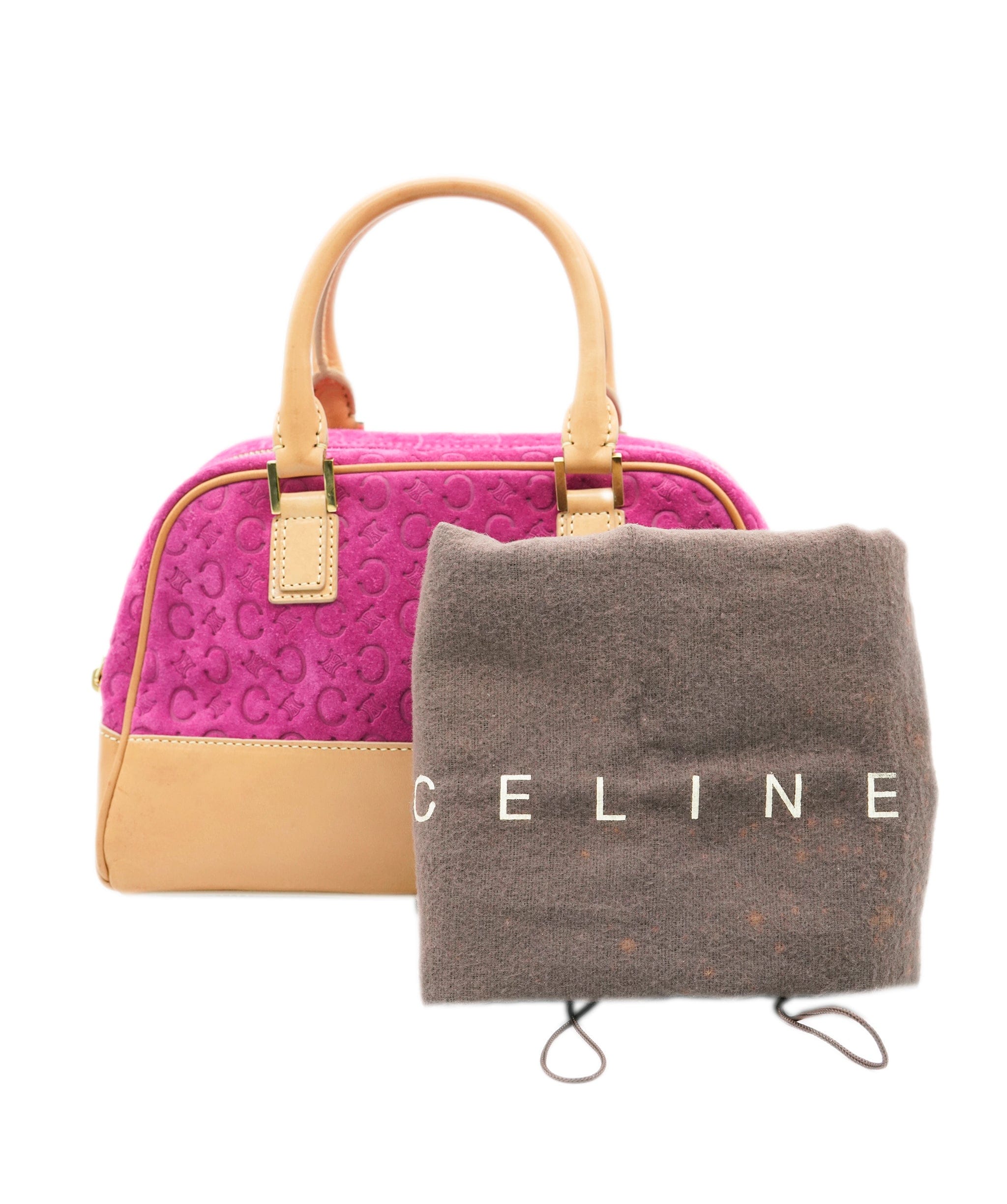 Celine CELINE C Macadam Canvas Hand Bag Pink Gold Auth yk15305 DBXS1663