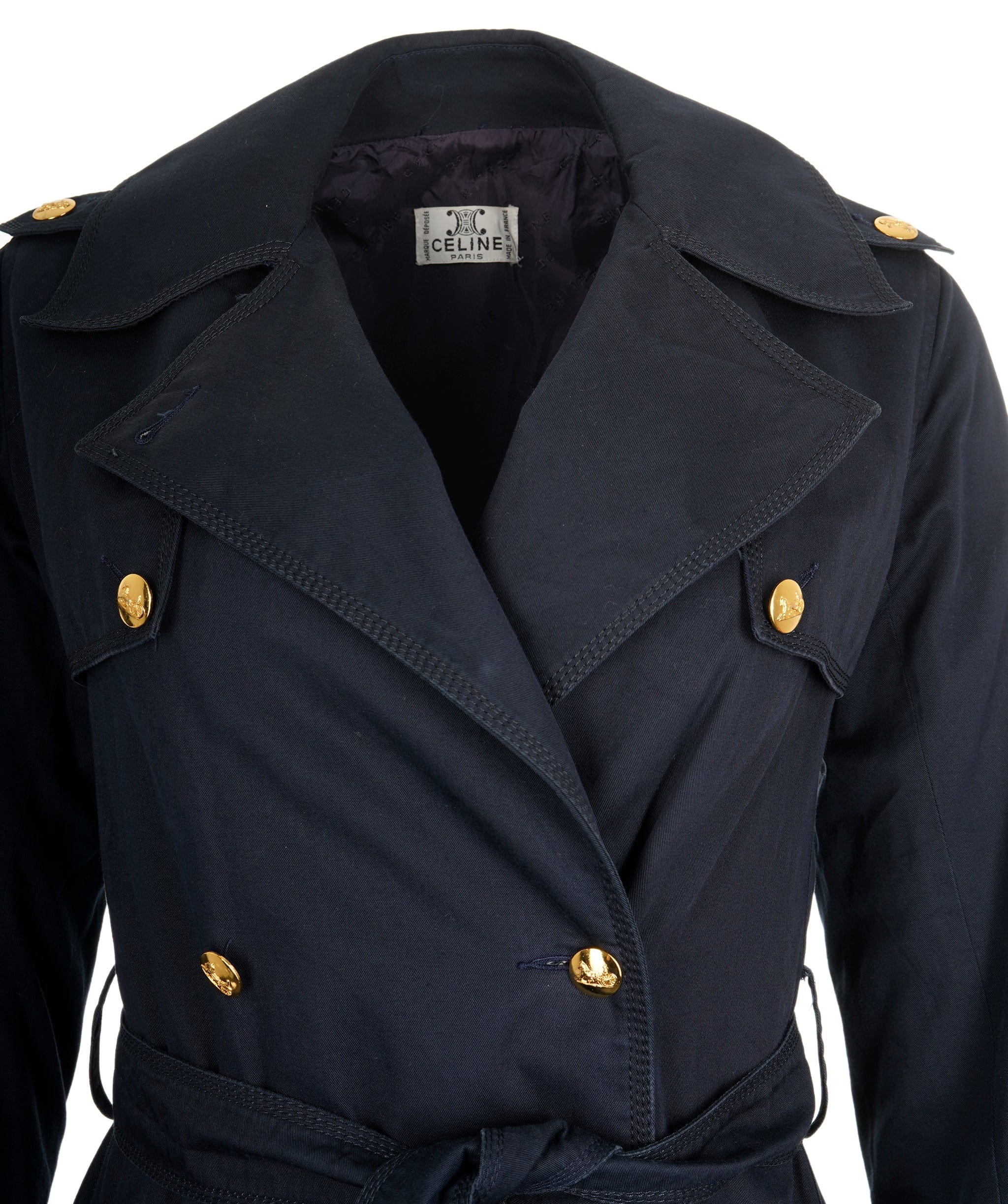 Celine Celine Gold Button Navy Trench Coat - ASL8648