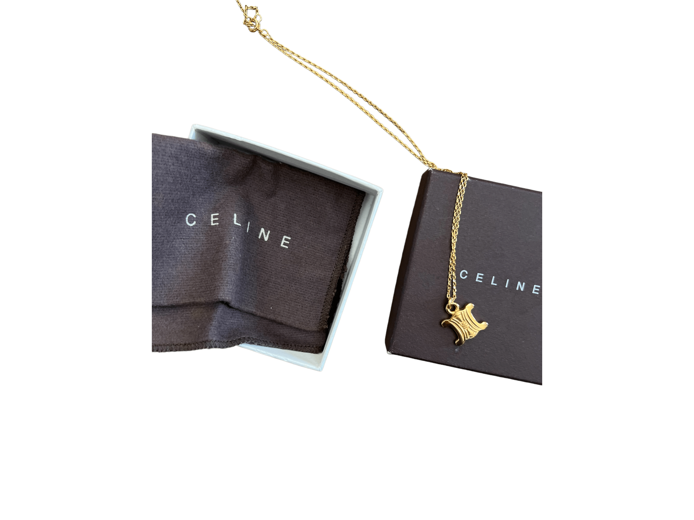 Celine Celine Triomphe Logo Necklace Gold