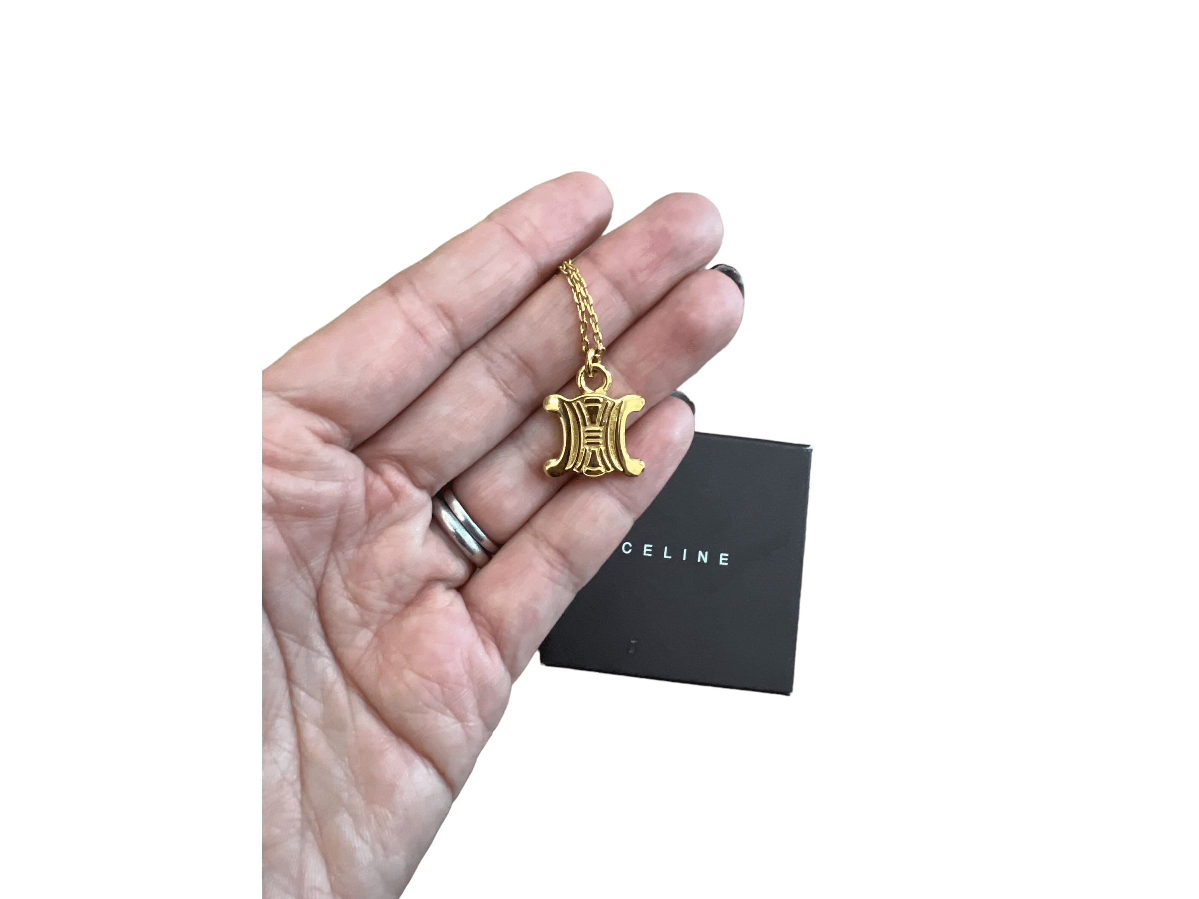 Celine Celine Triomphe Logo Necklace Gold