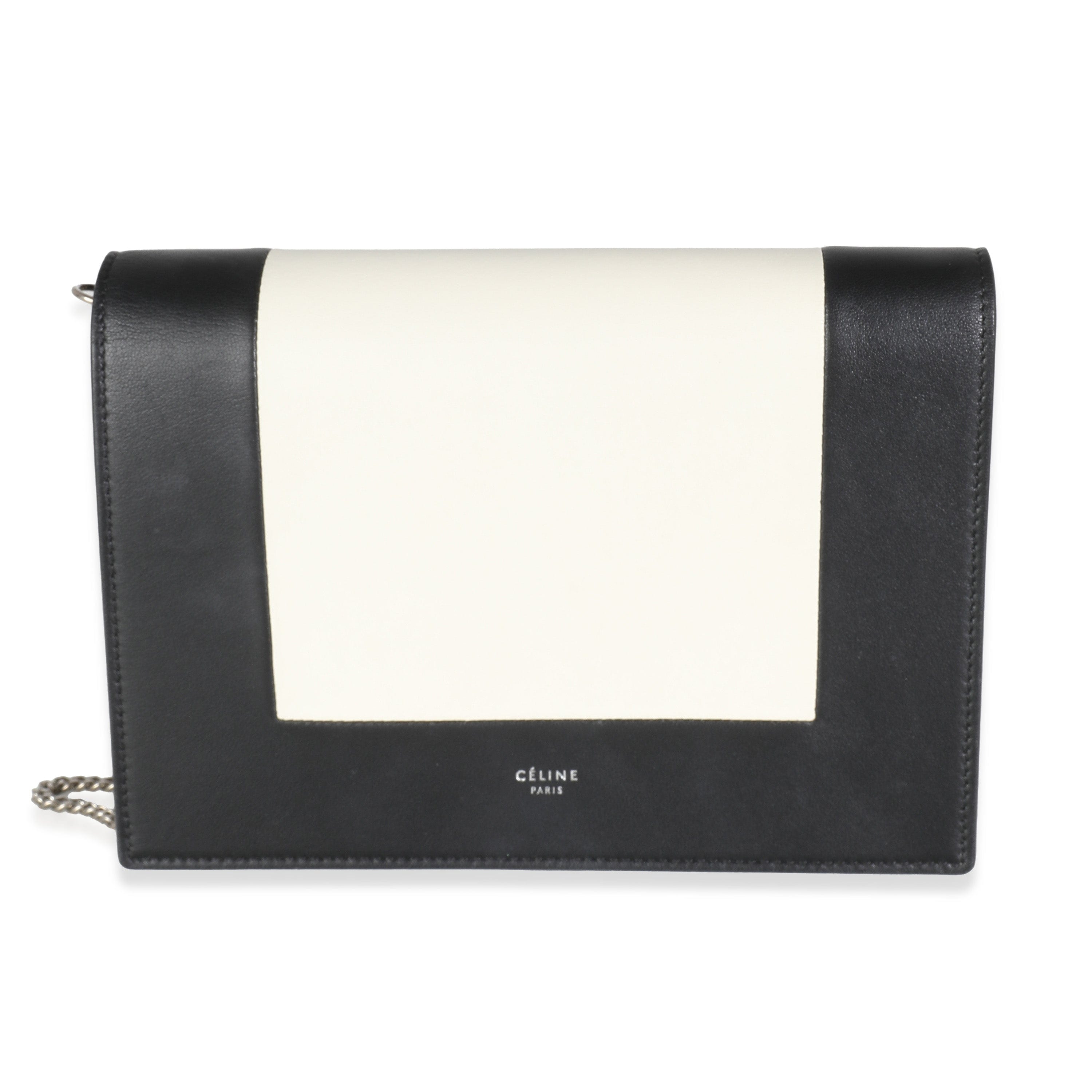 Celine Celine Black White Smooth Calfskin Frame Clutch