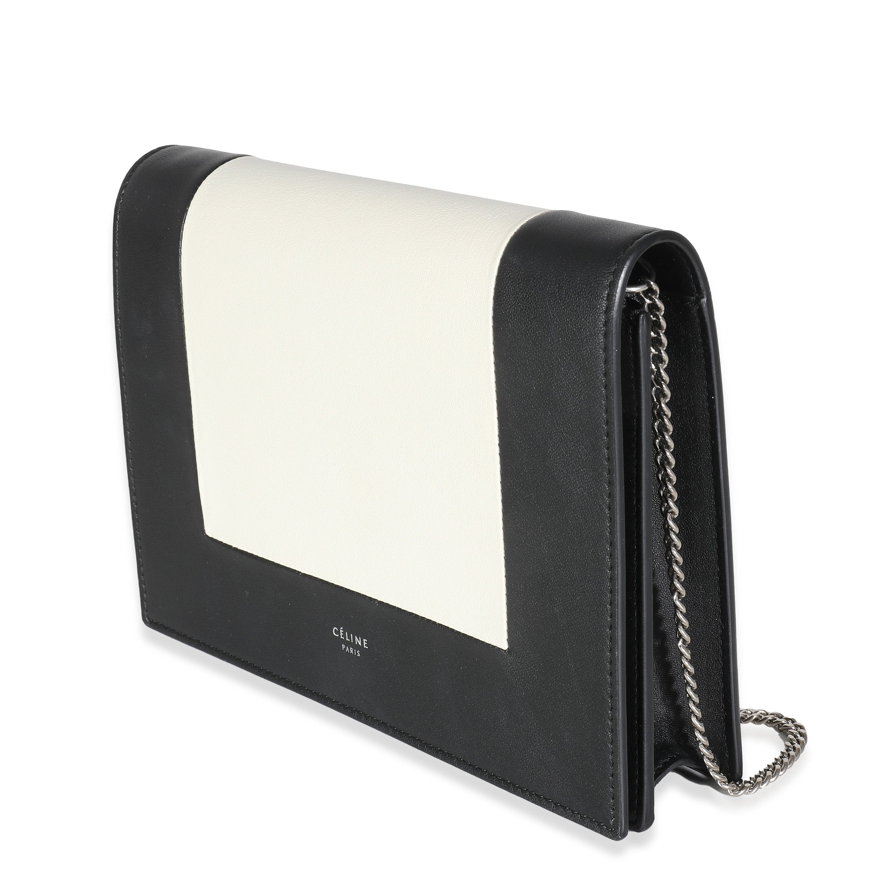 Celine Celine Black White Smooth Calfskin Frame Clutch