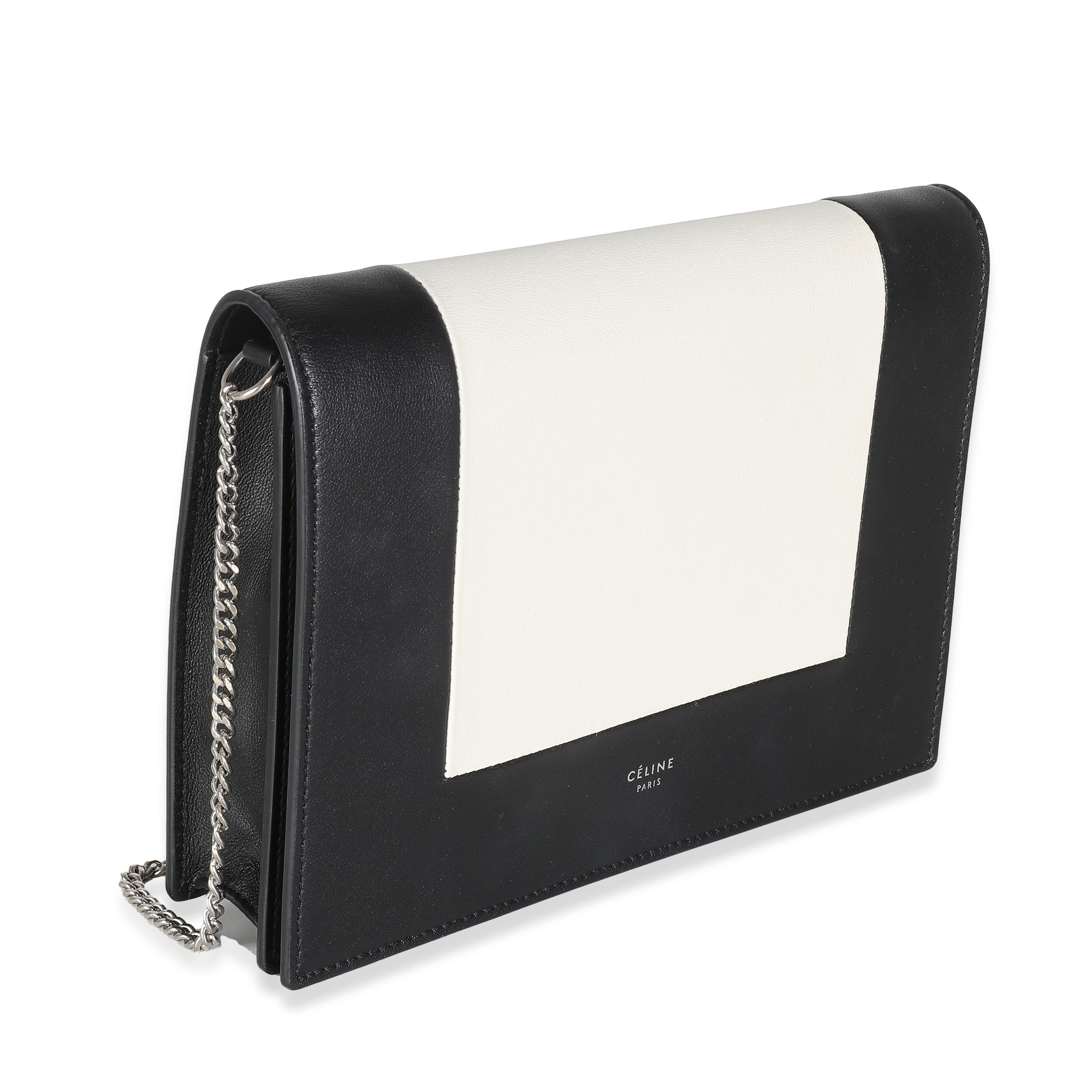 Celine Celine Black White Smooth Calfskin Frame Clutch