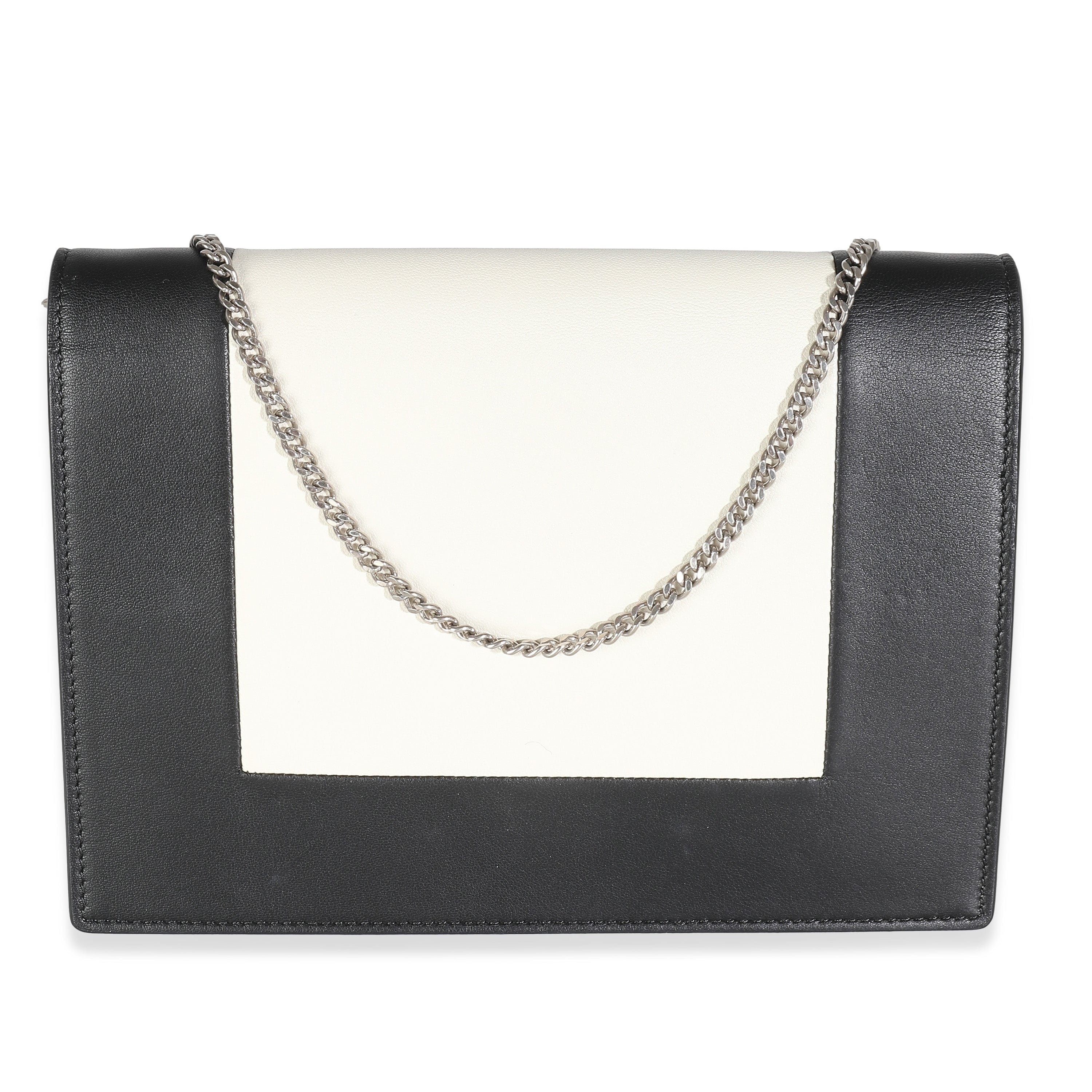 Celine Celine Black White Smooth Calfskin Frame Clutch