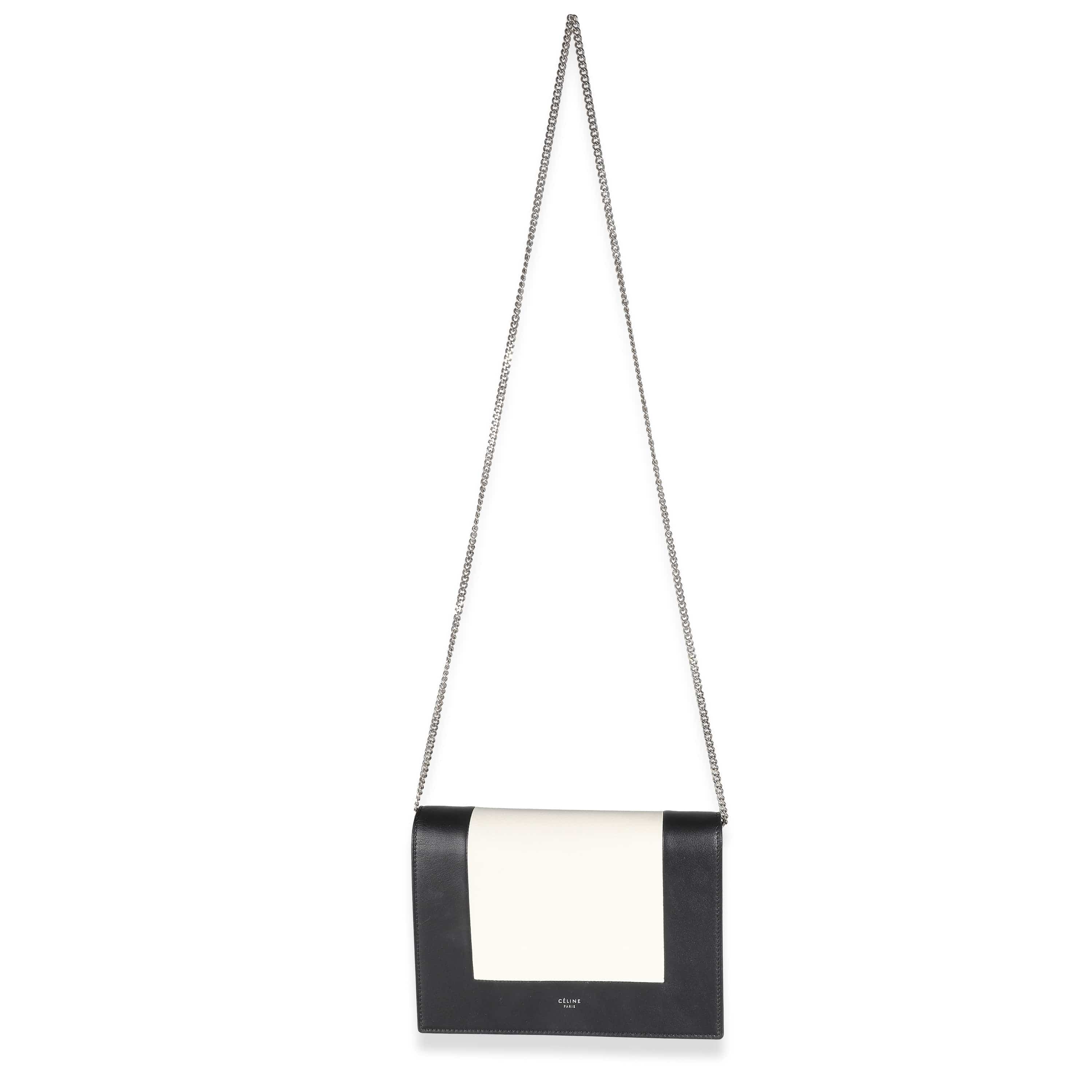 Celine Celine Black White Smooth Calfskin Frame Clutch