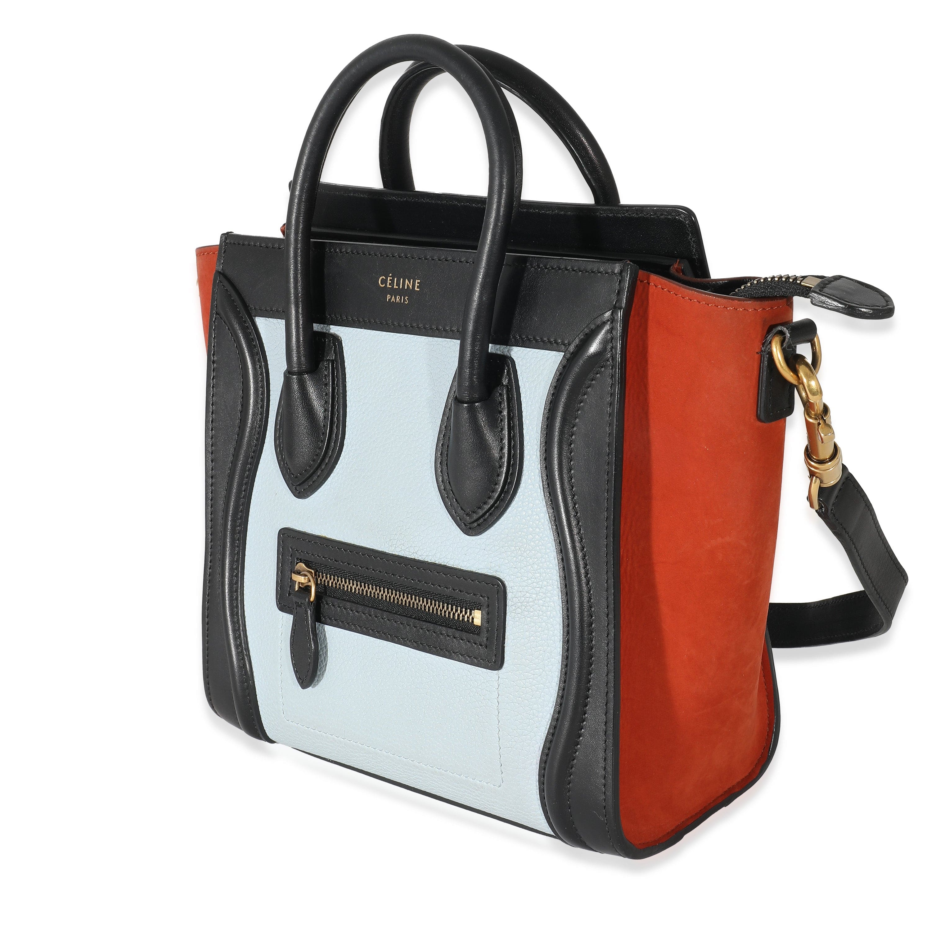 Celine Celine Blue Orange Black Tri-Color Leather Nano Luggage