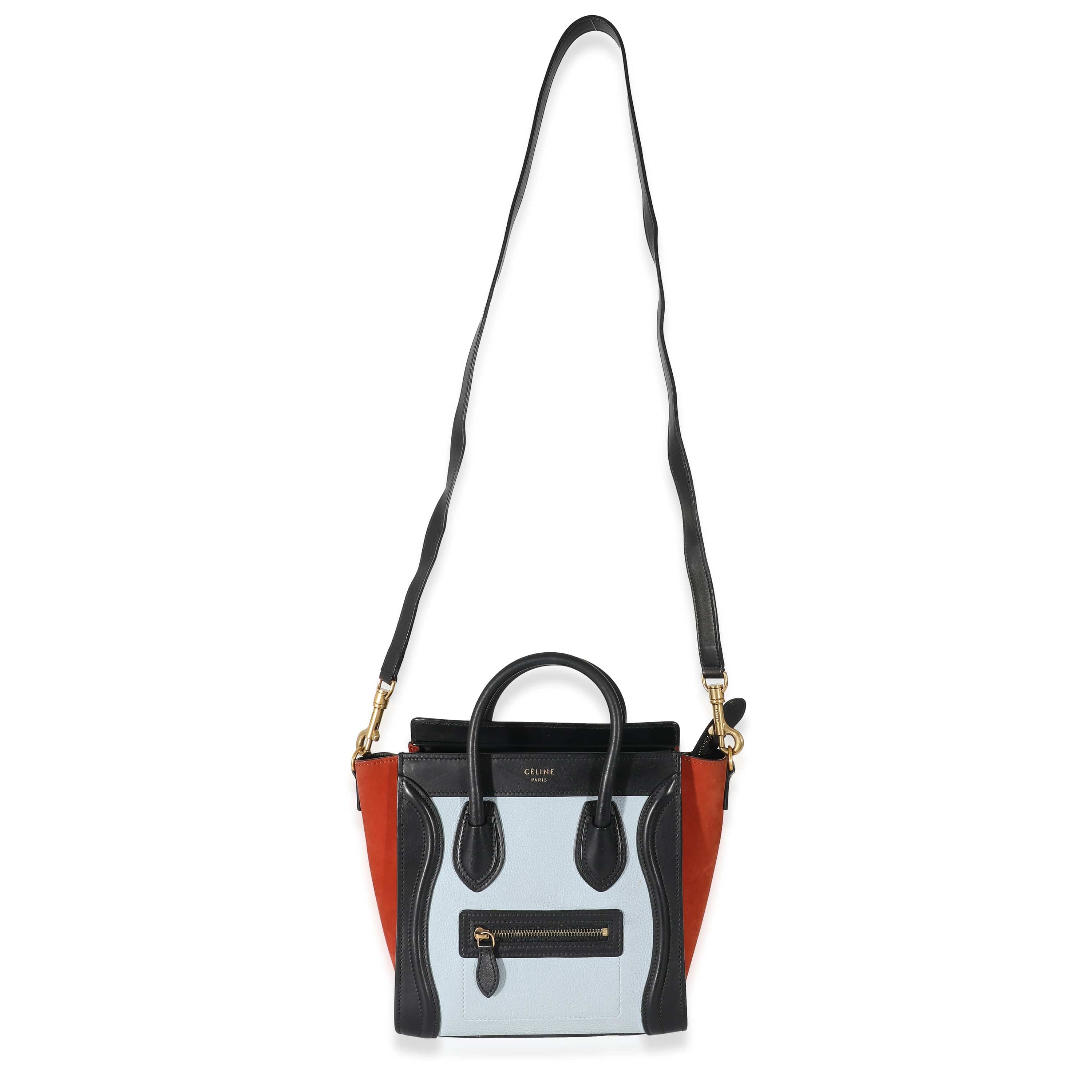 Celine Celine Blue Orange Black Tri-Color Leather Nano Luggage