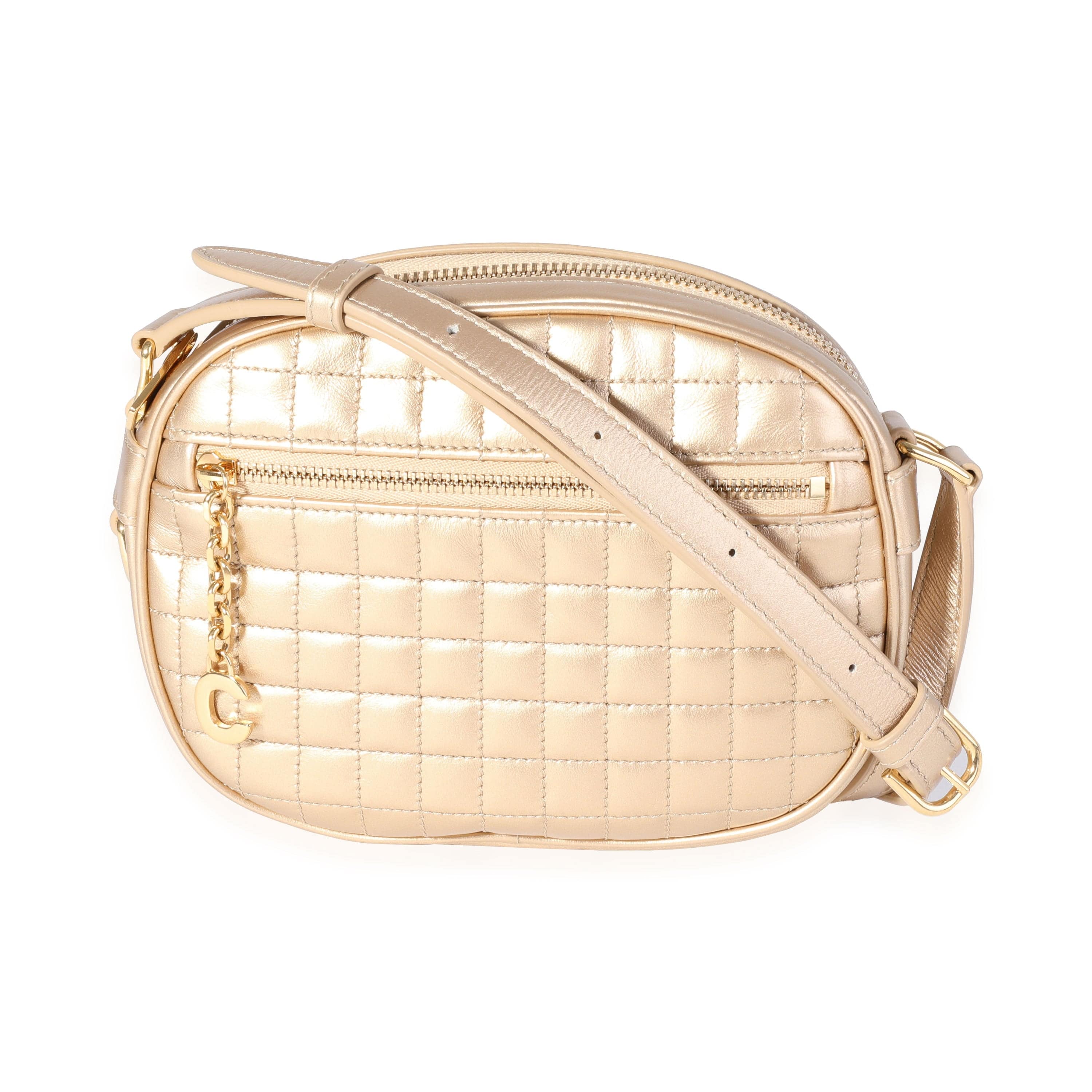 Celine Celine Gold Quilted Leather Small C Charm Camera Bag